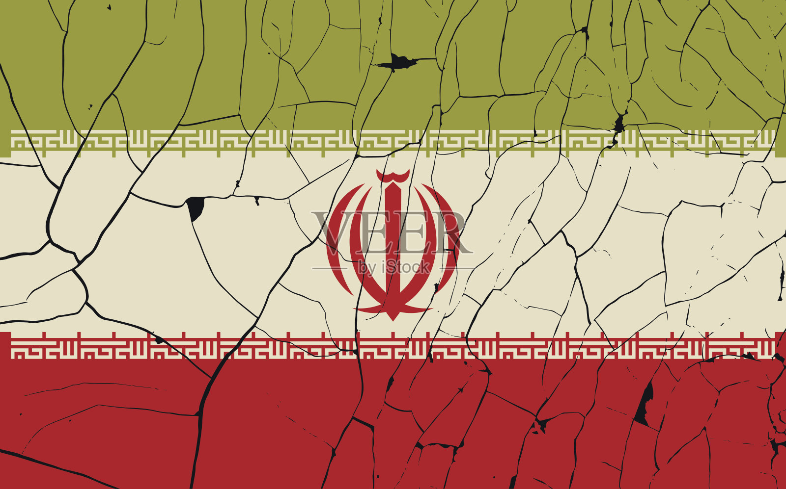 伊朗旧国旗破裂插画图片素材