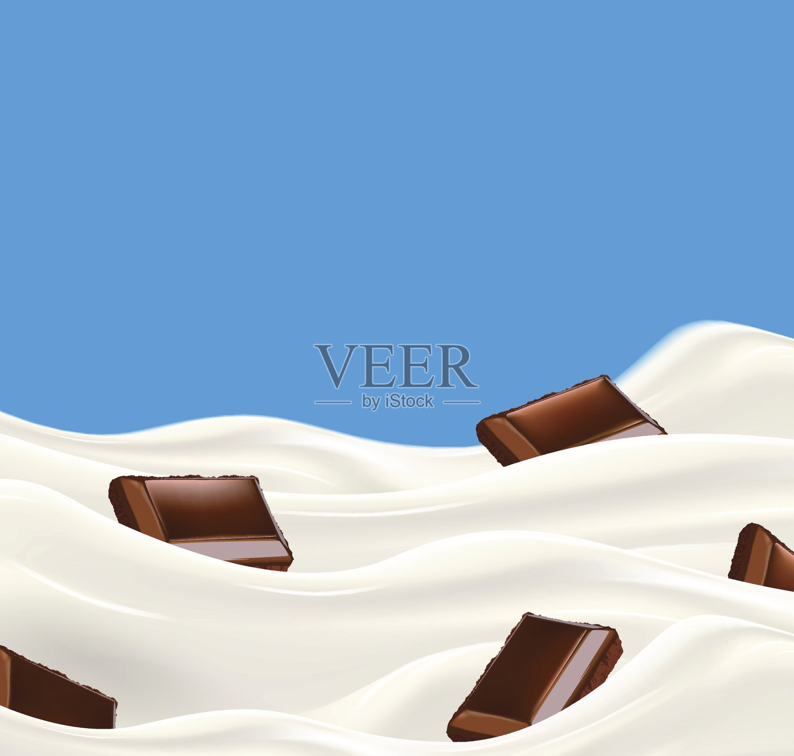 牛奶与切碎的巧克力矢量插图插画图片素材