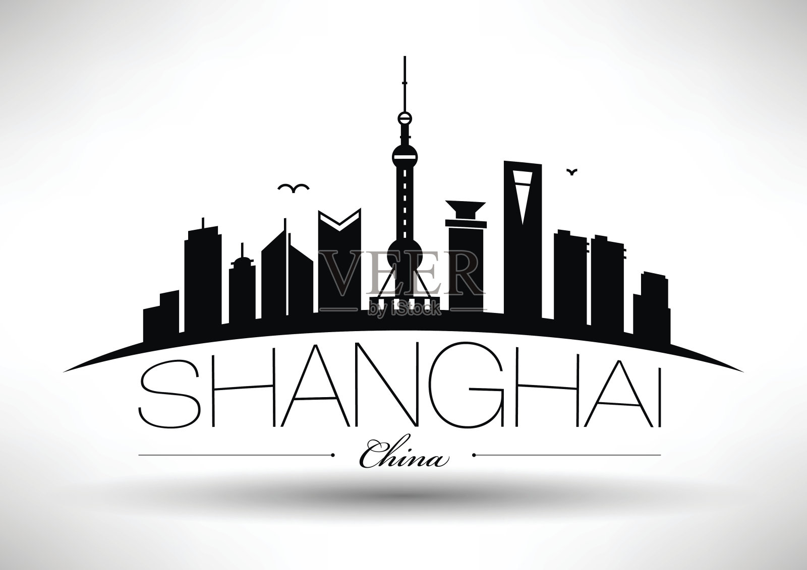 向量上海城市天际线设计插画图片素材