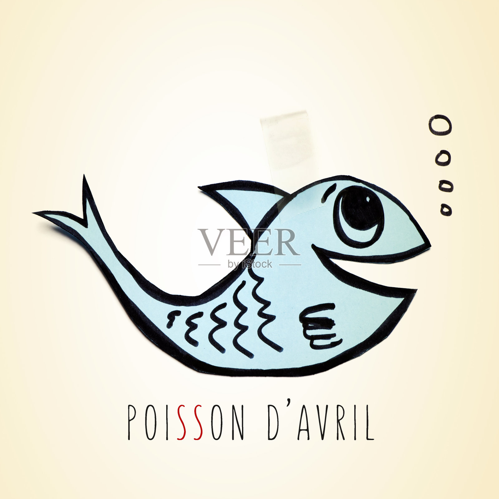 鱼和文poisson davril，法语中的愚人节插画图片素材