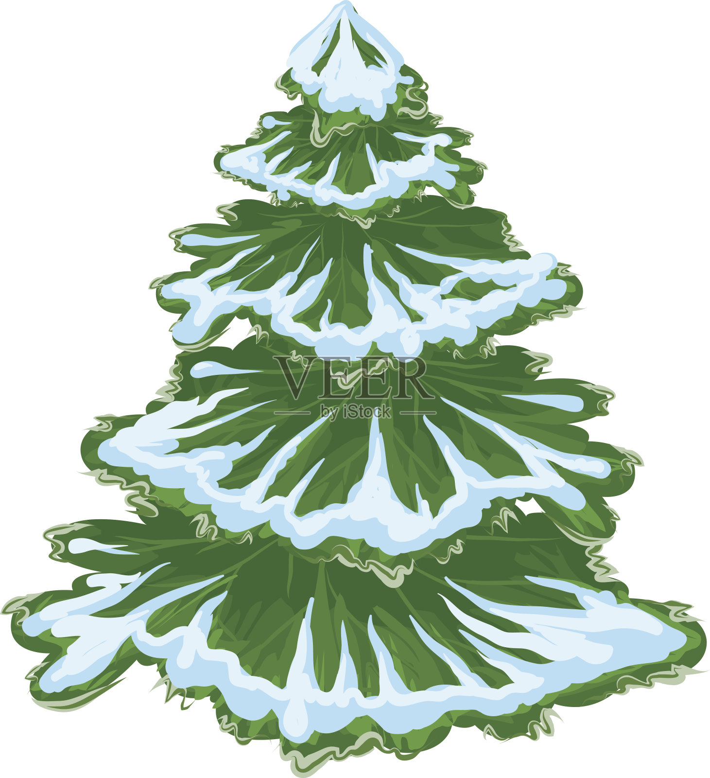 圣诞树在雪中。冬天的冷杉树。绿色的松树插画图片素材