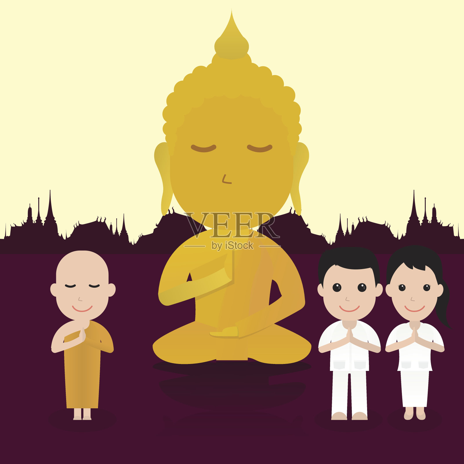佛教漫画插图插画图片素材