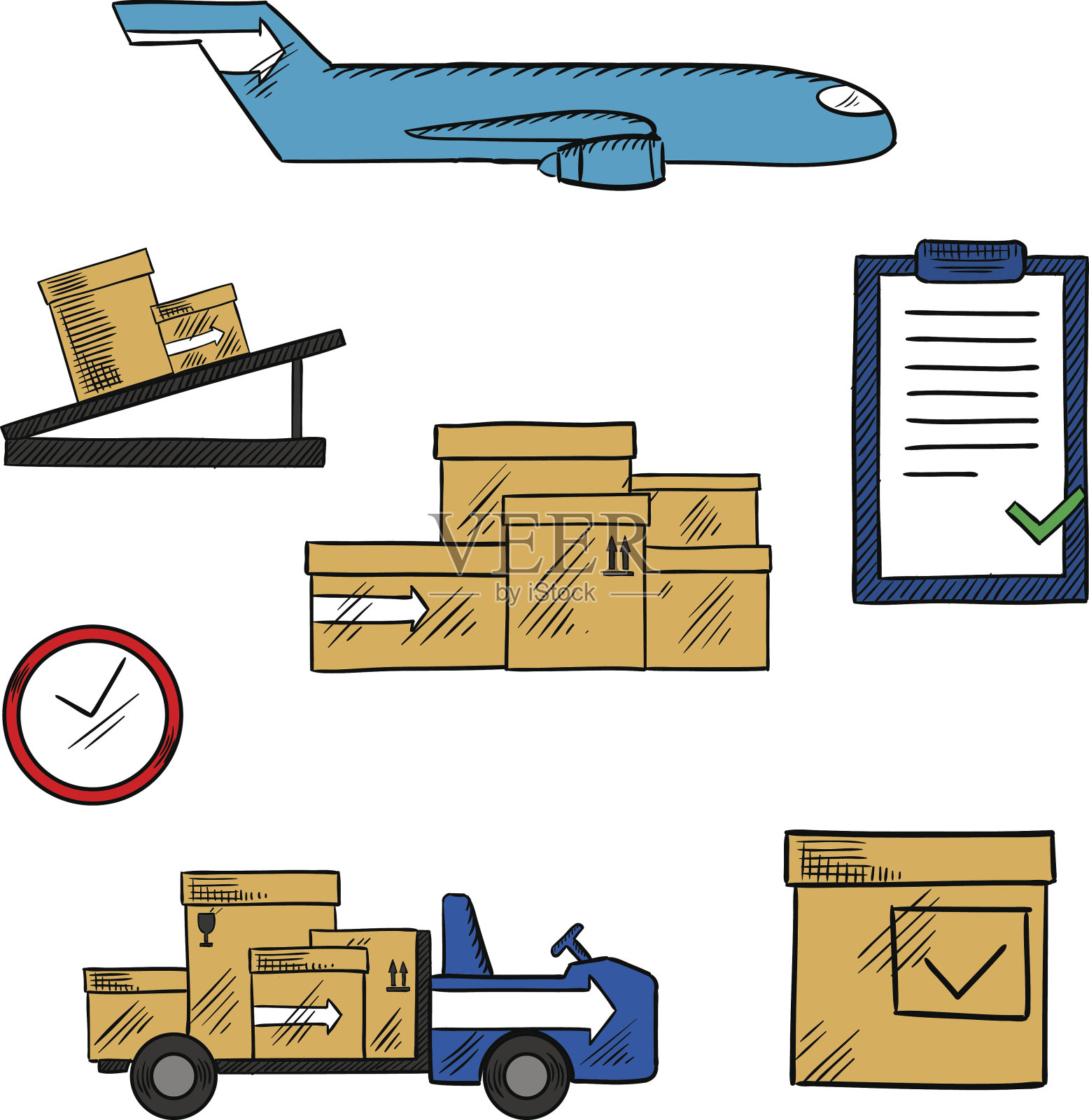 空运和航运图标插画图片素材
