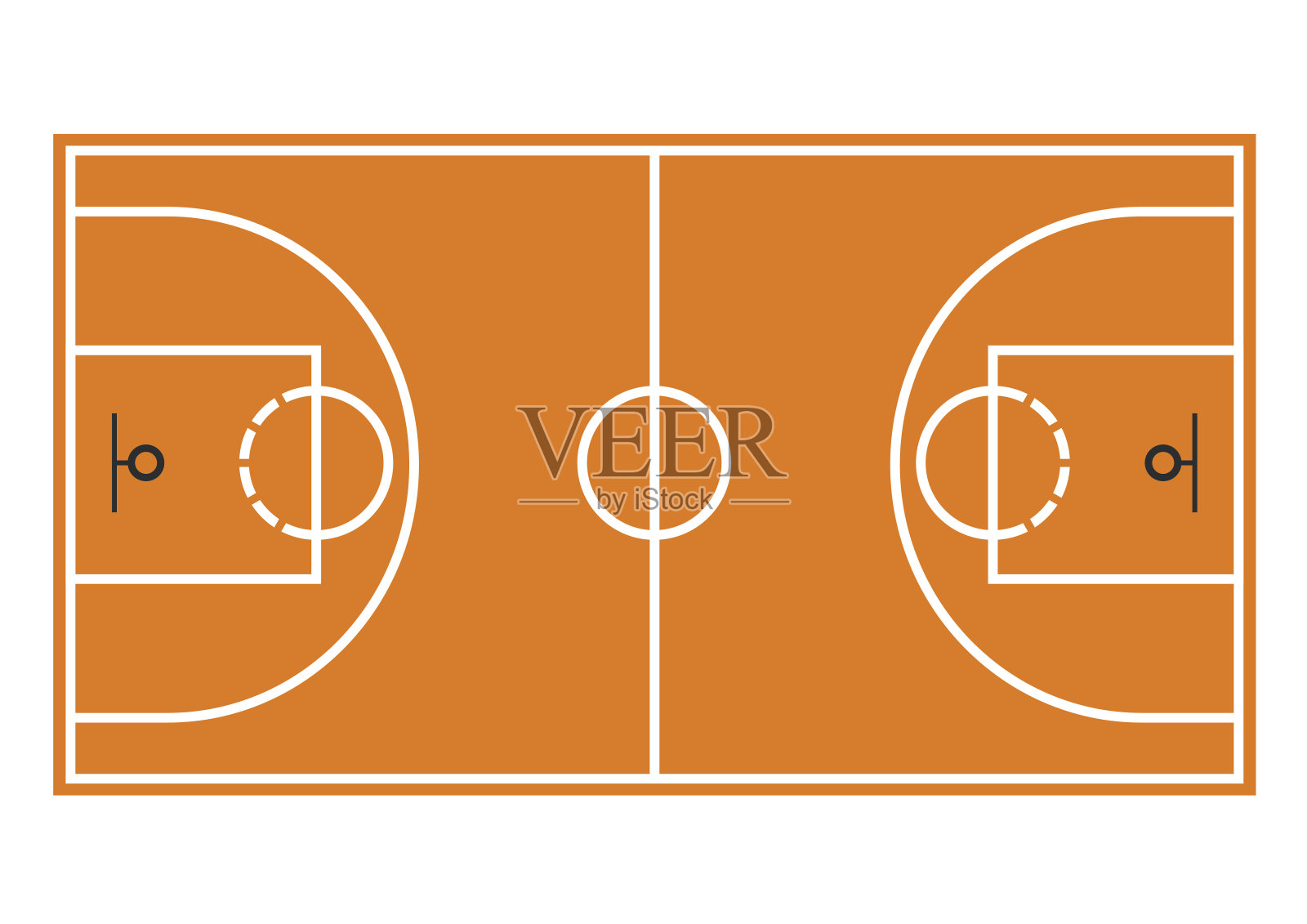 篮球场。场孤立在白色背景插画图片素材