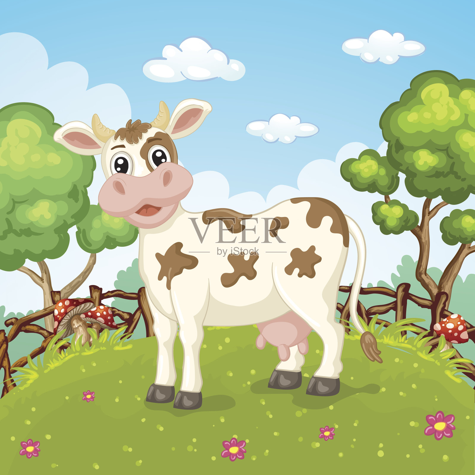 插图可爱的卡通奶牛插画图片素材