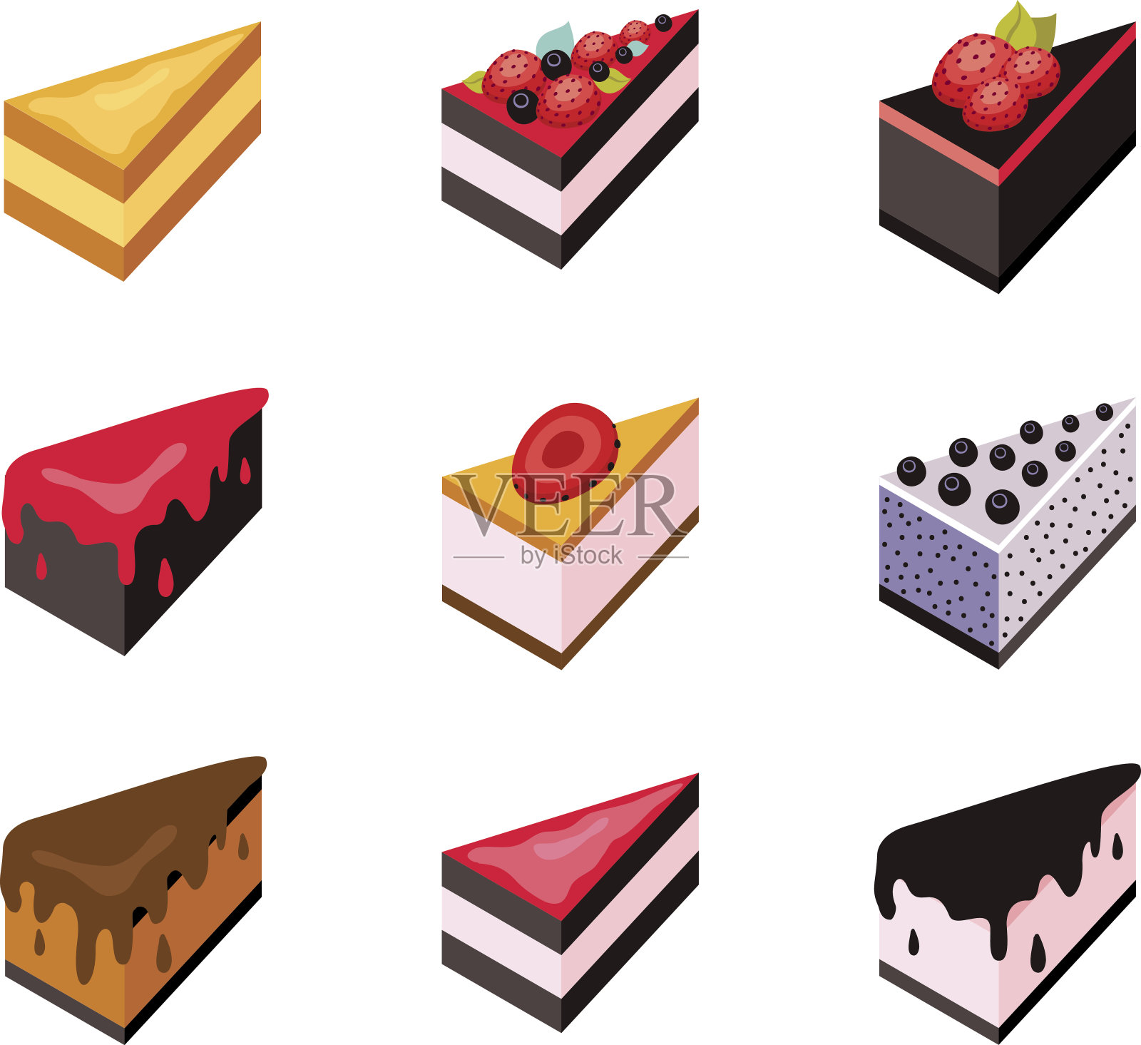 蛋糕集等距平面设计网页图标收集美味的甜点插画图片素材