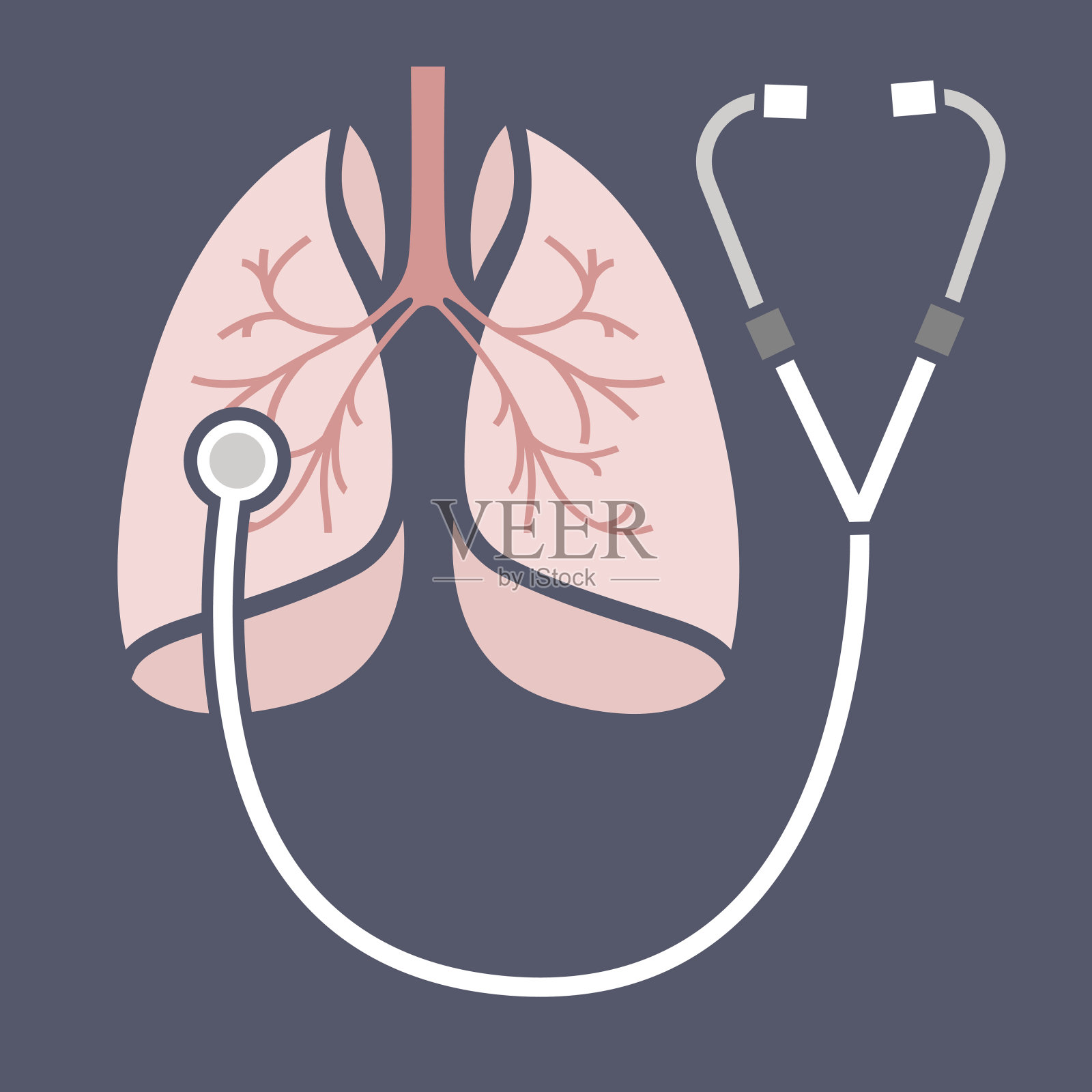 听诊器肺图标插画图片素材
