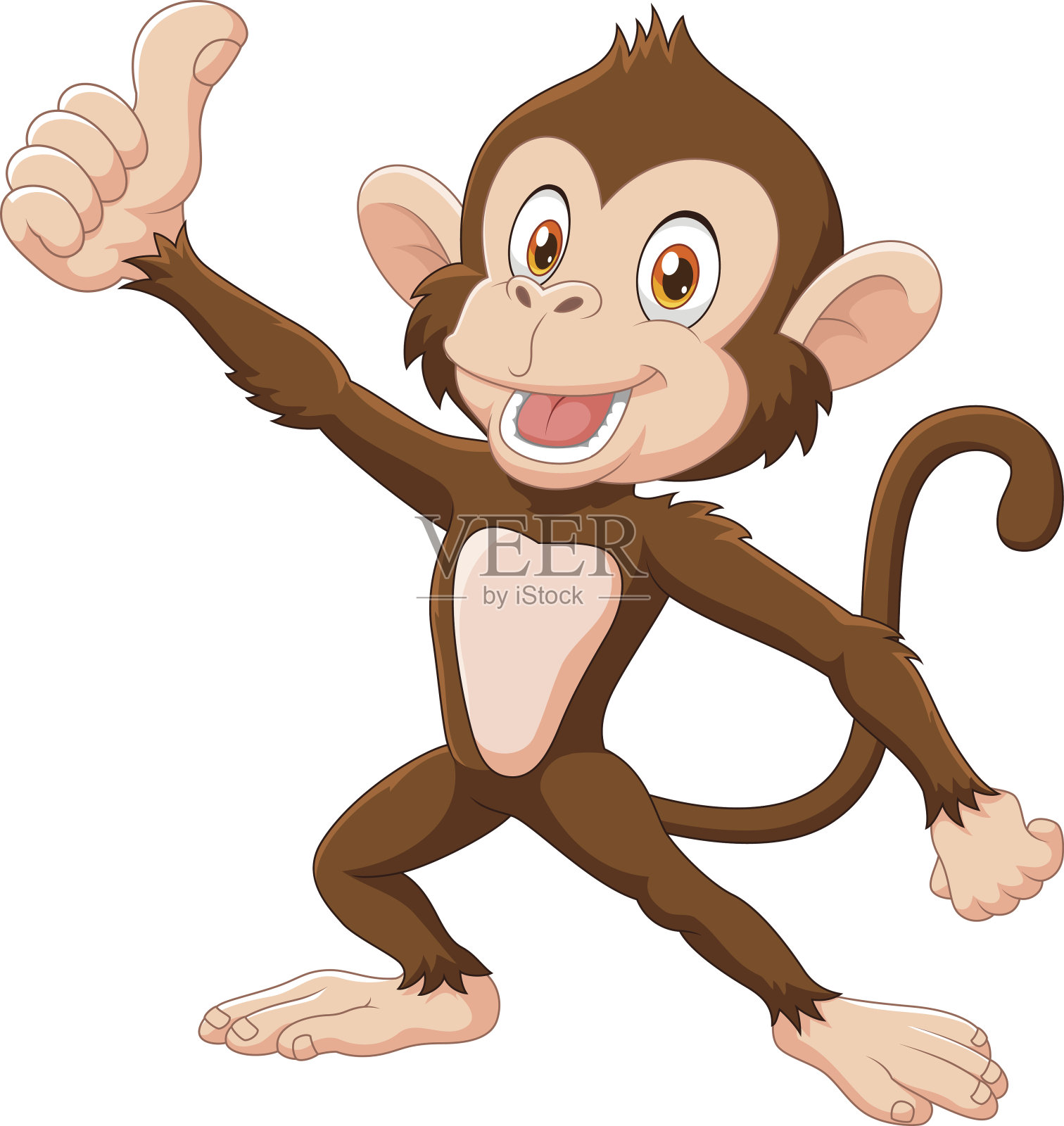可爱的猴子给拇指孤立在白色的背景设计元素图片