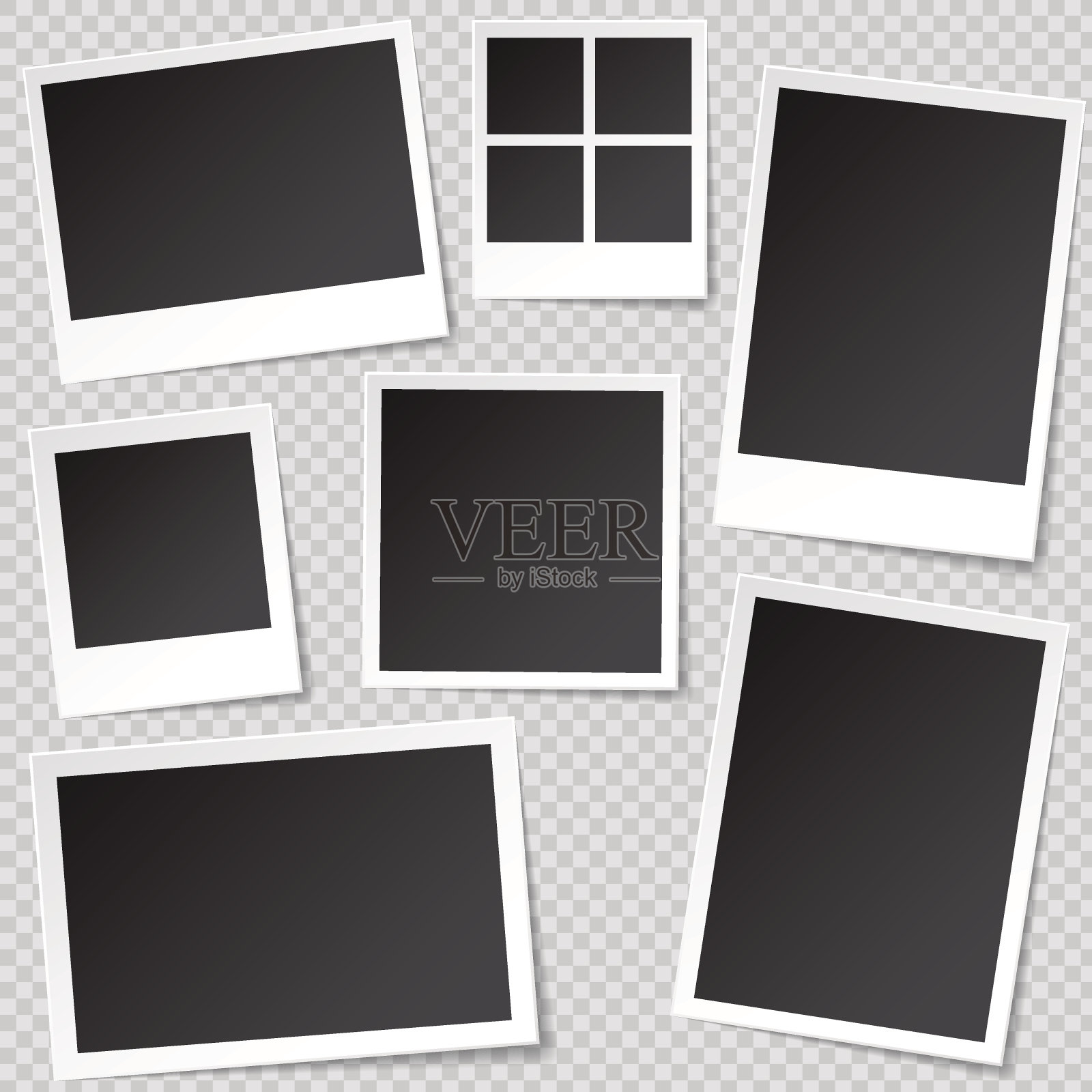 Photo booth Photo Frame模板与透明阴影。插画图片素材