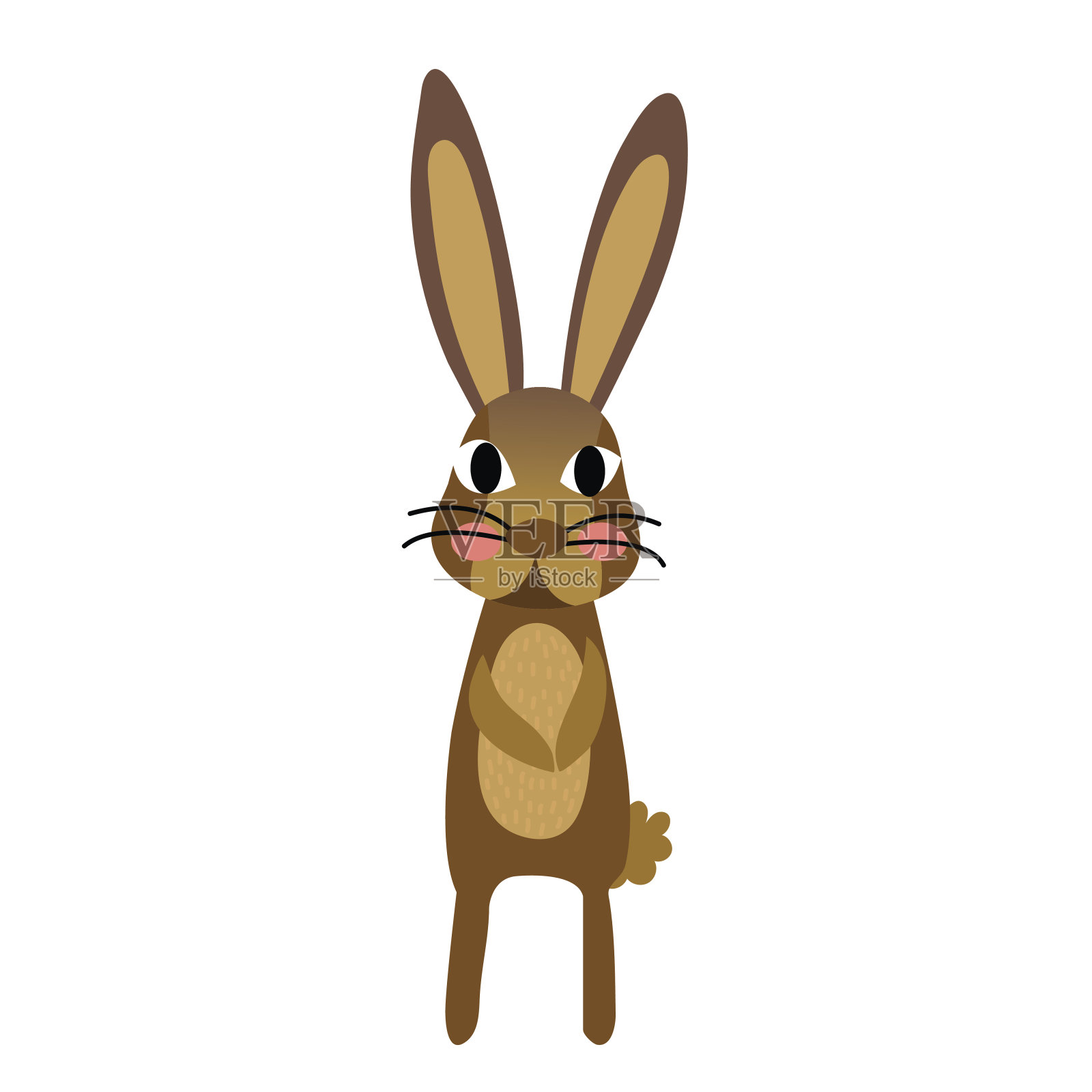 兔子站动物卡通人物矢量插图。设计元素图片