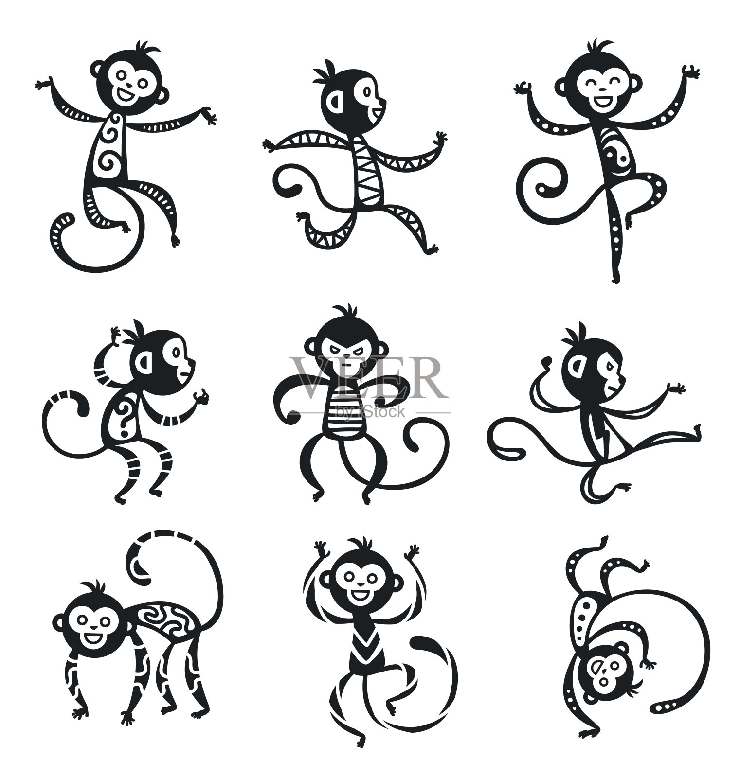 中国新年猴子矢量装饰球图标插画图片素材