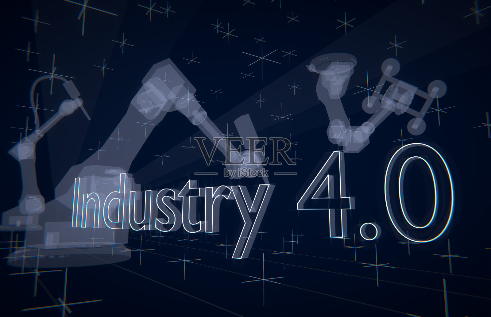 工业4.0透明机器人插画图片素材