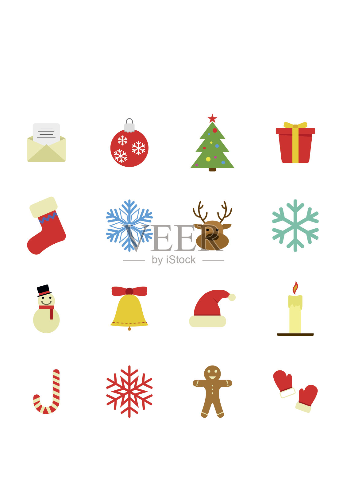 在白色的背景上的圣诞节和冬天的图标图标素材