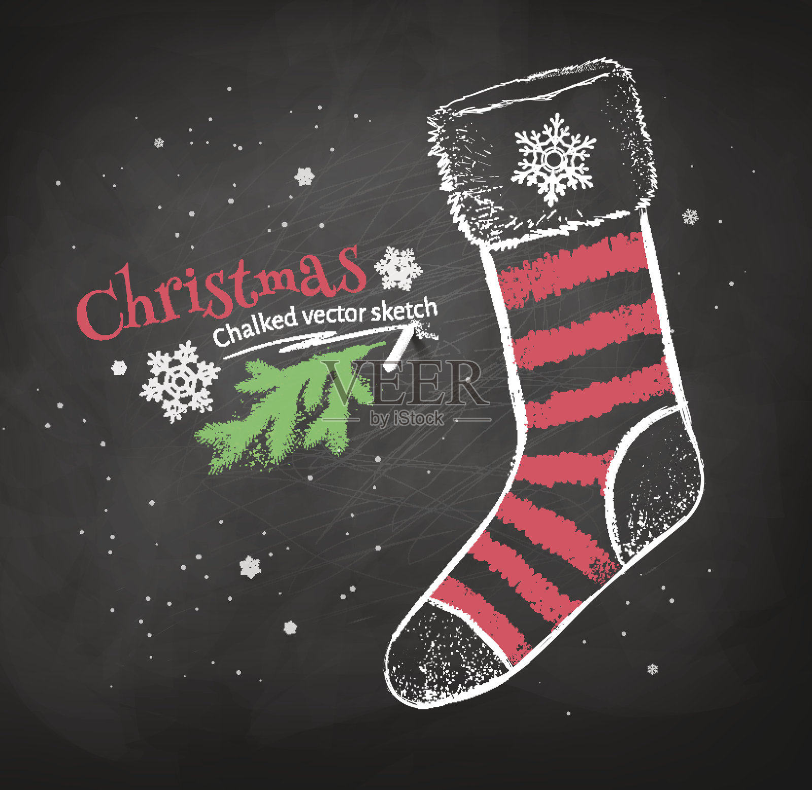 条纹圣诞袜子。插画图片素材