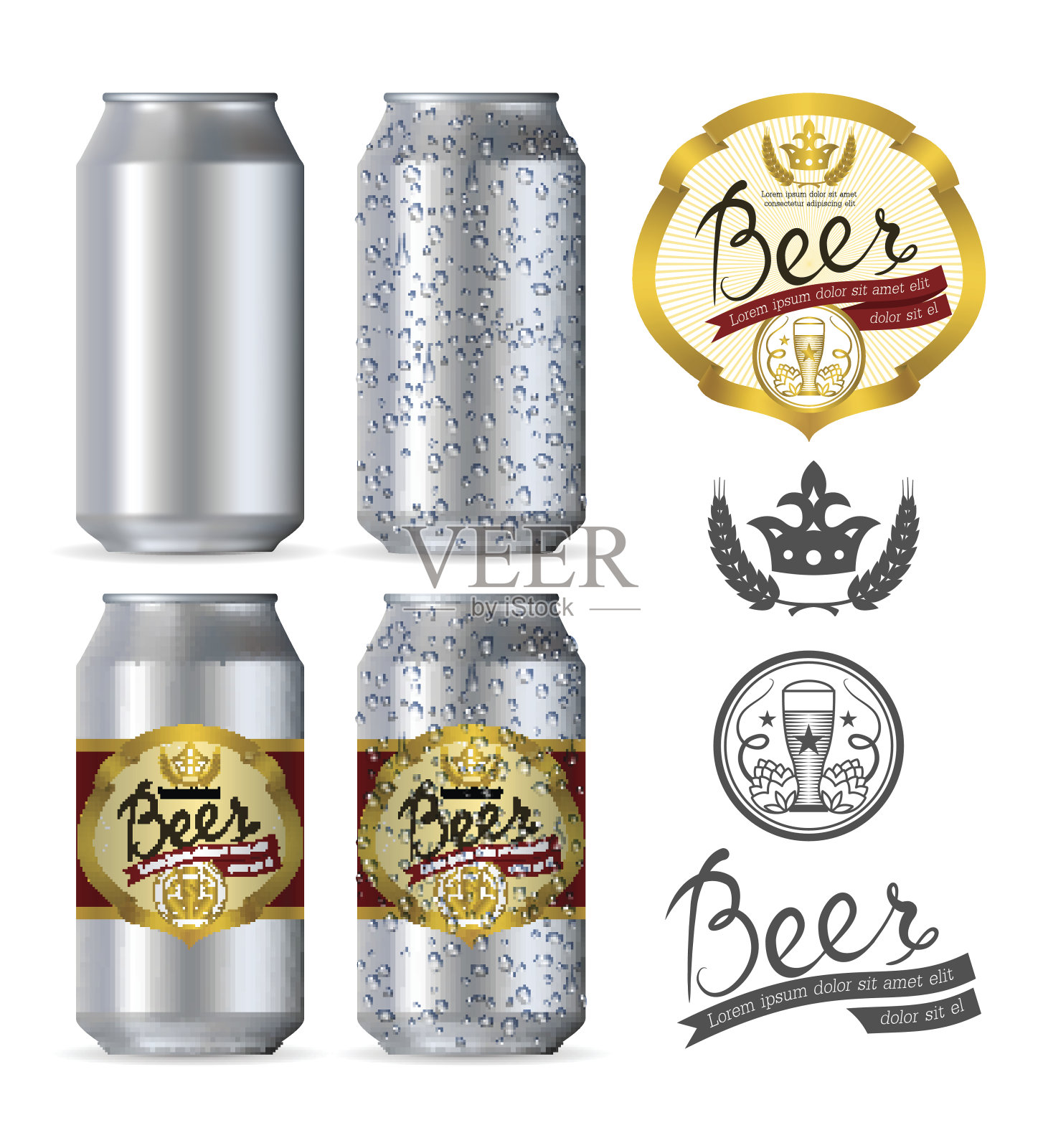 啤酒铝现实罐插画图片素材