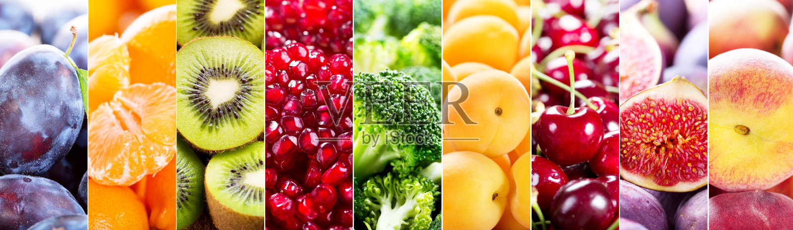 新鲜水果和蔬菜的拼贴画照片摄影图片
