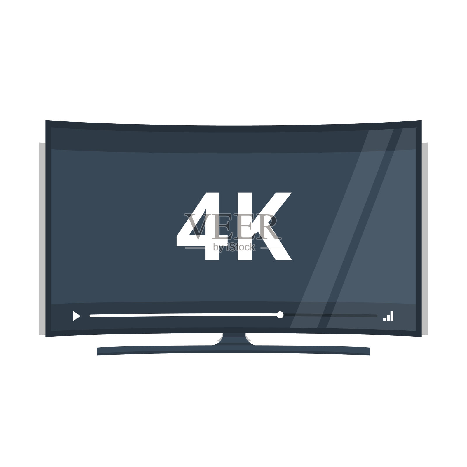 平板电视与4k超高清视频技术矢量图标插画图片素材