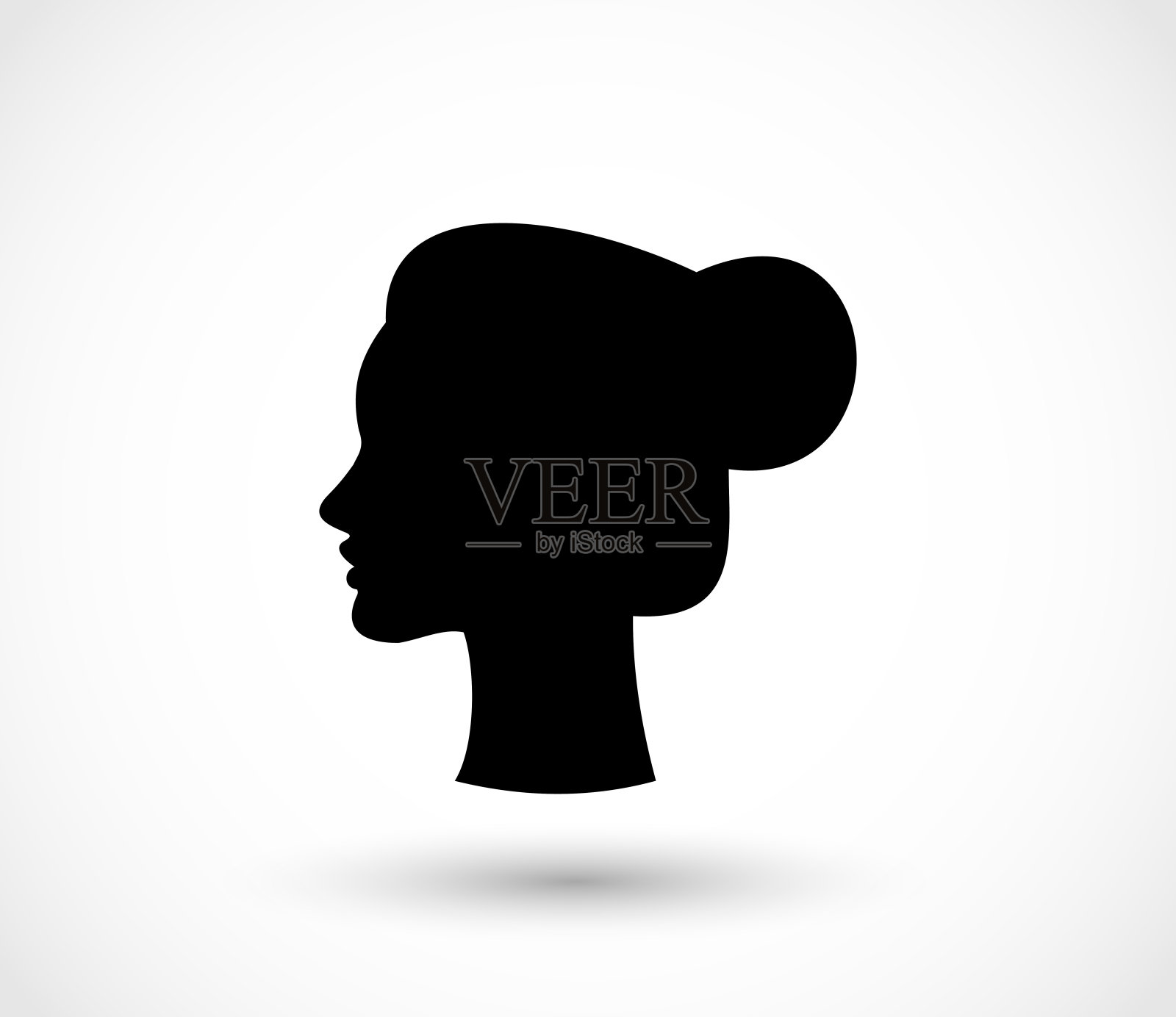女人与一个发髻黑色剪影插图设计元素图片