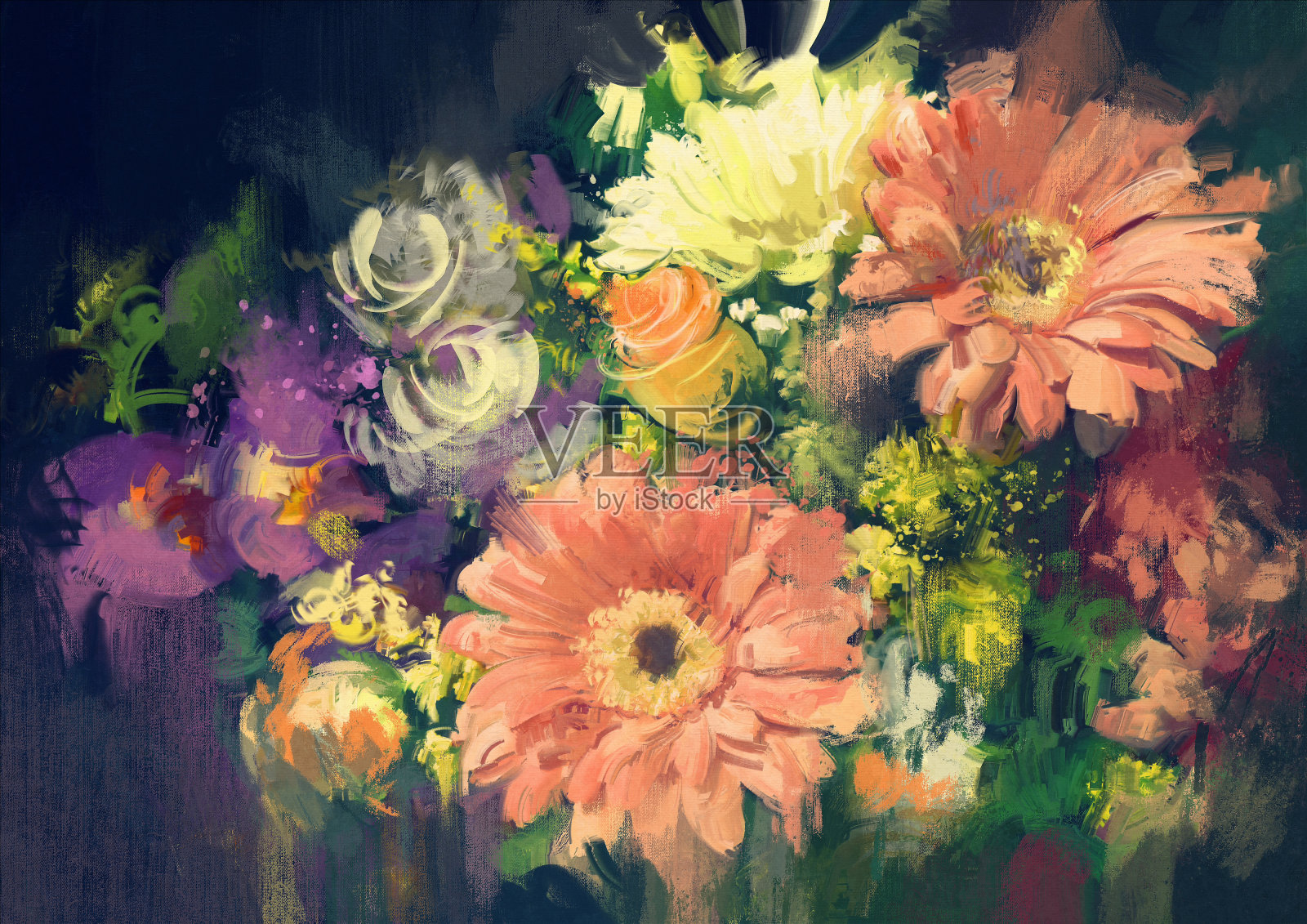 丰富多彩的束鲜花插画图片素材