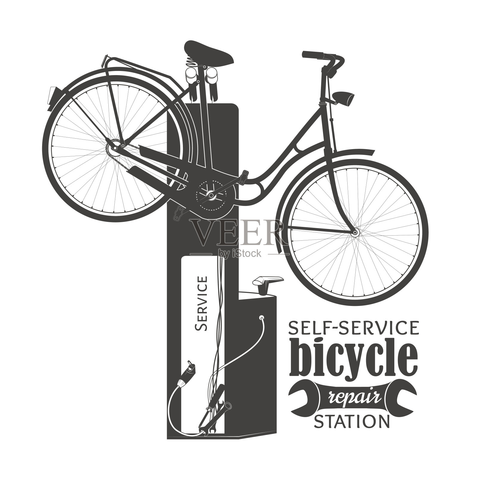 自行车站插画图片素材