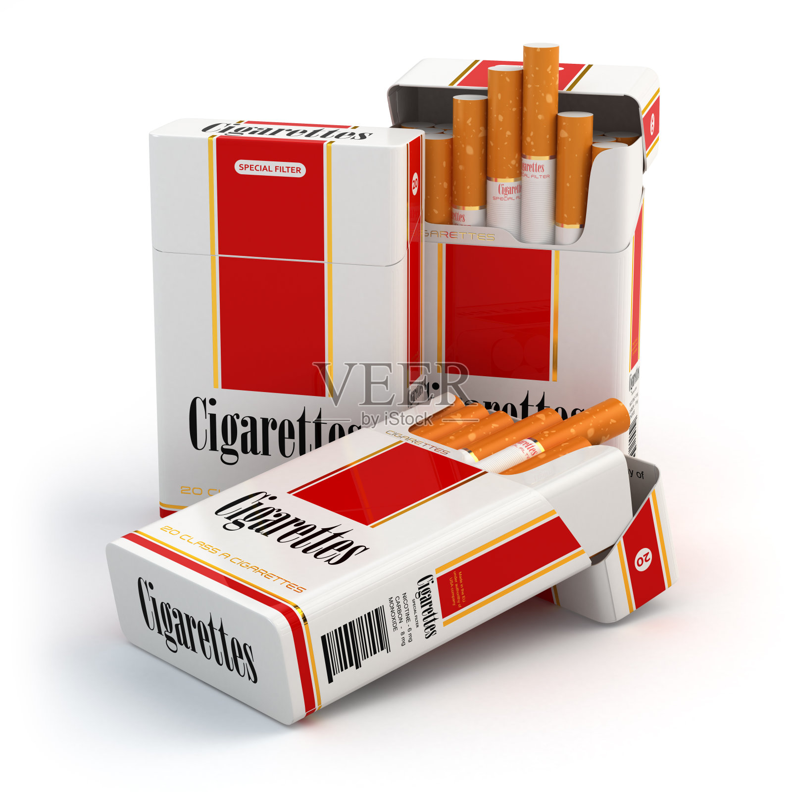香烟包装上白色孤立的背景照片摄影图片