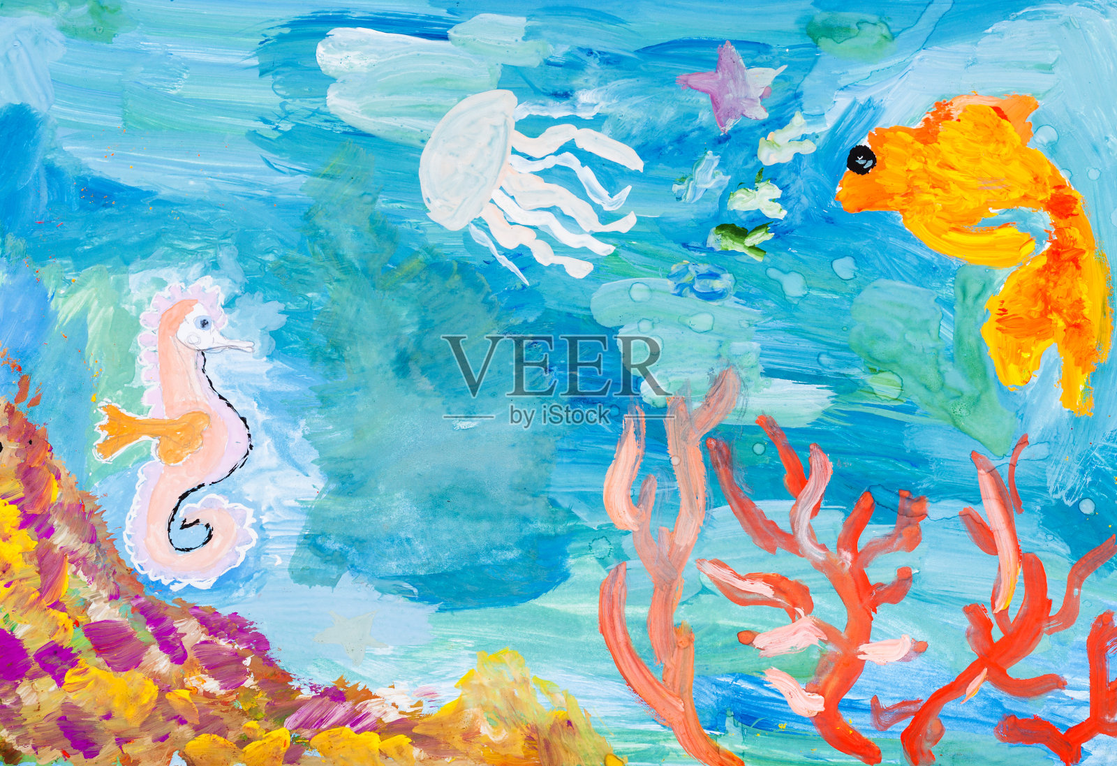 水下的珊瑚礁世界插画图片素材