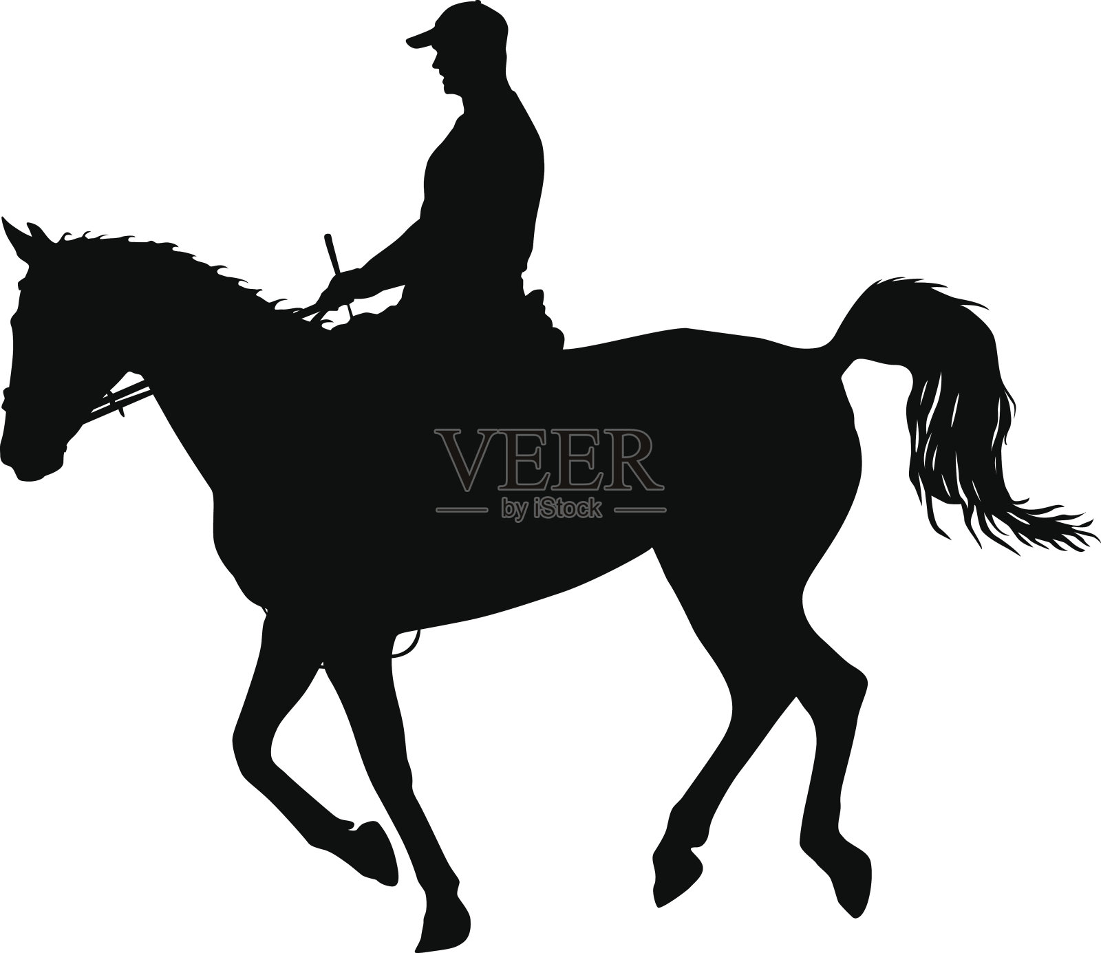 矢量剪影的马和骑师设计元素图片