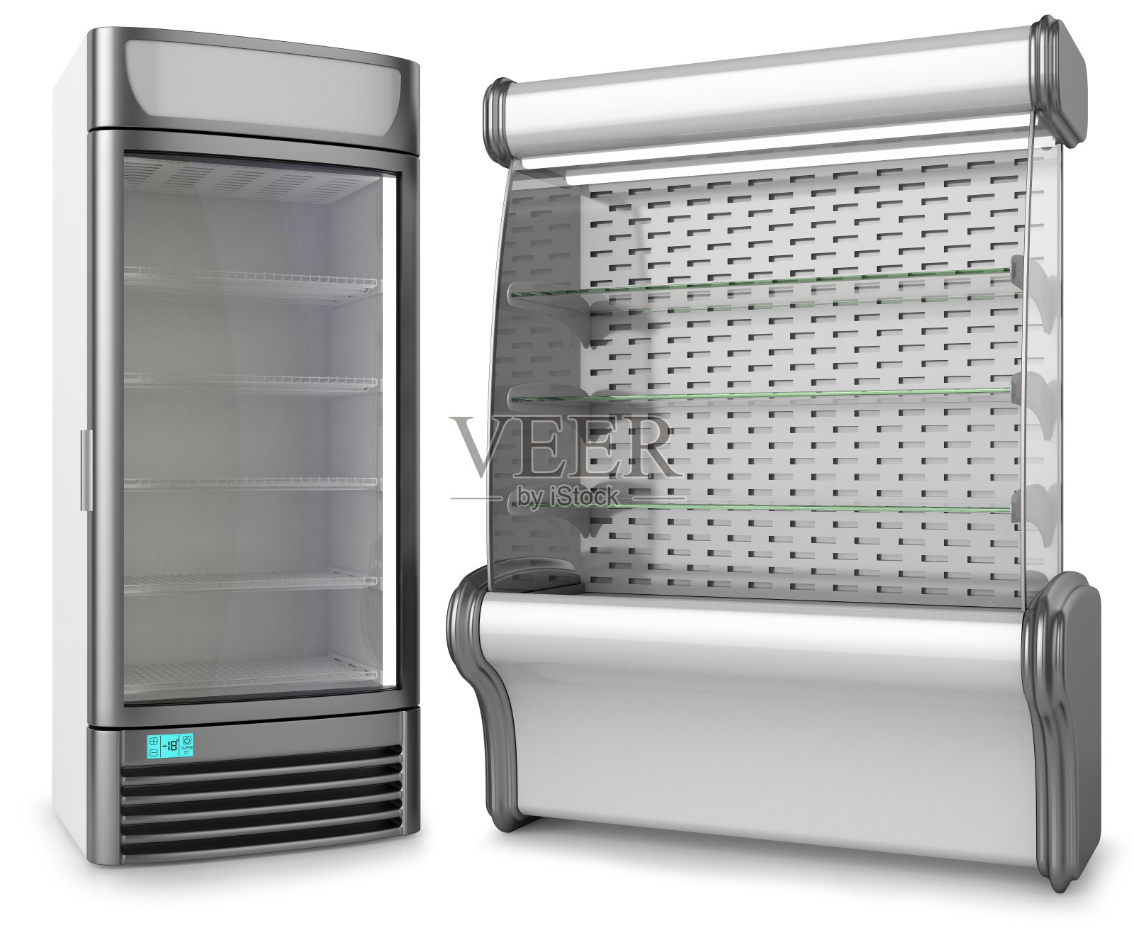 两个立式冷冻机制冷展示柜照片摄影图片