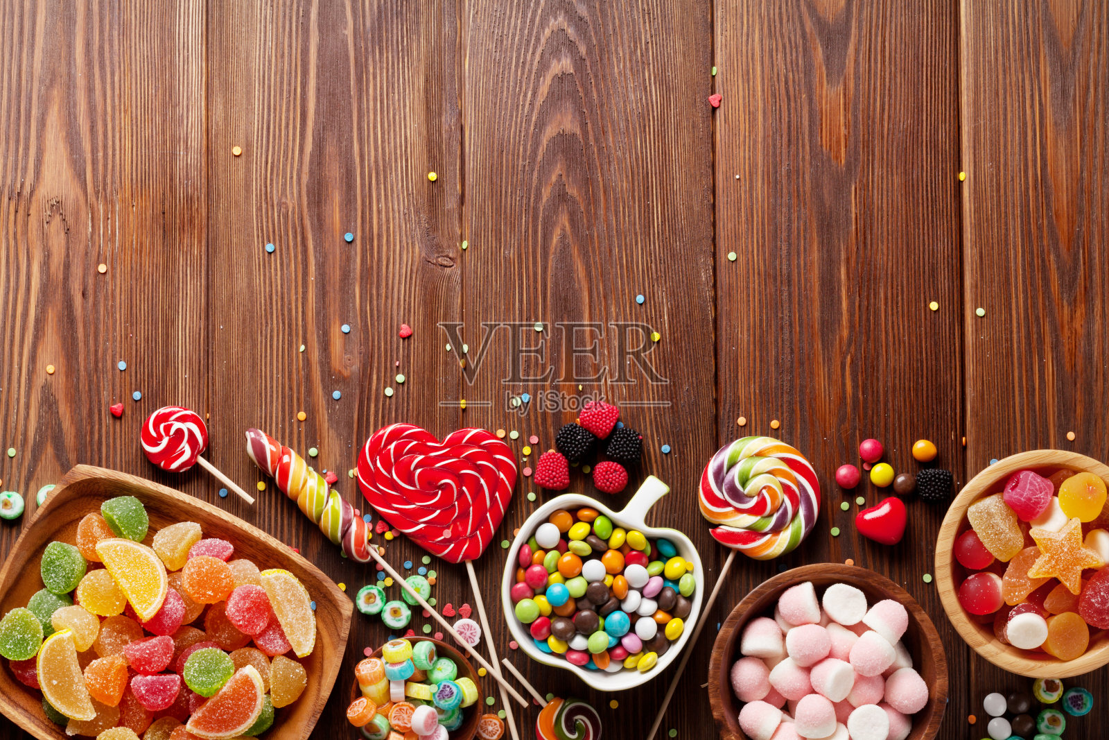 五颜六色的糖果，果冻和果酱照片摄影图片