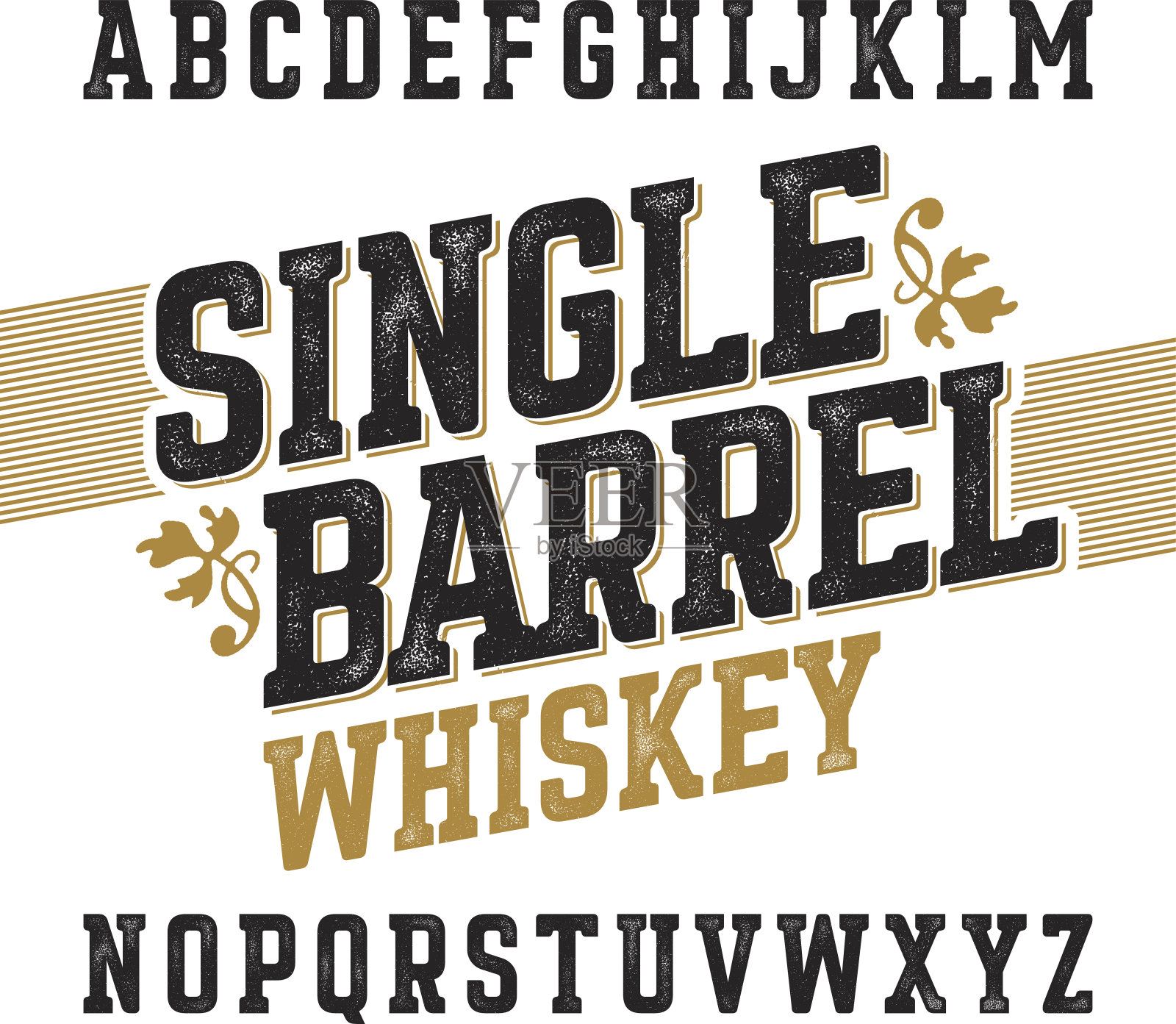 单桶威士忌标签字体设计元素图片