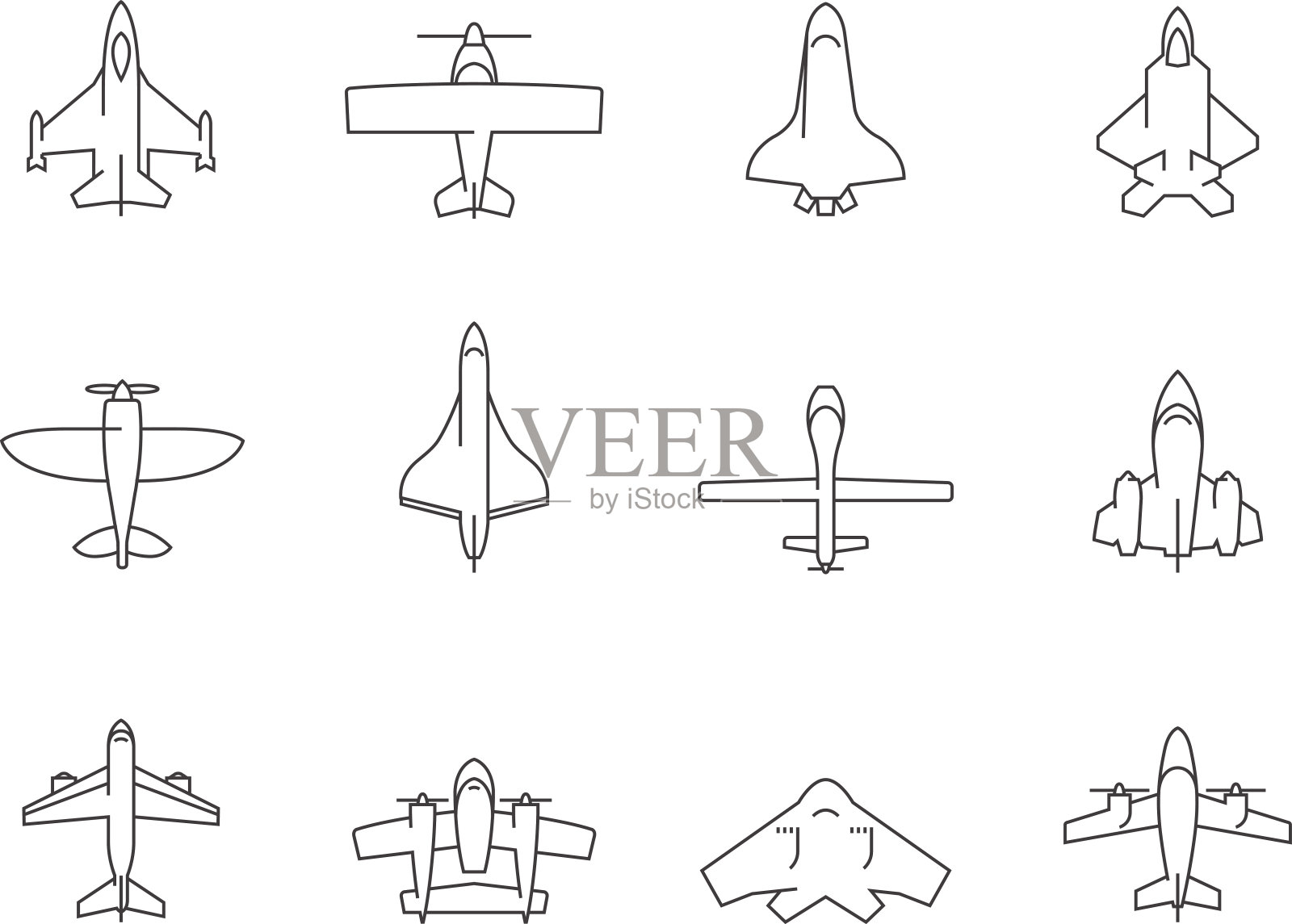 轮廓图标-飞机设计元素图片