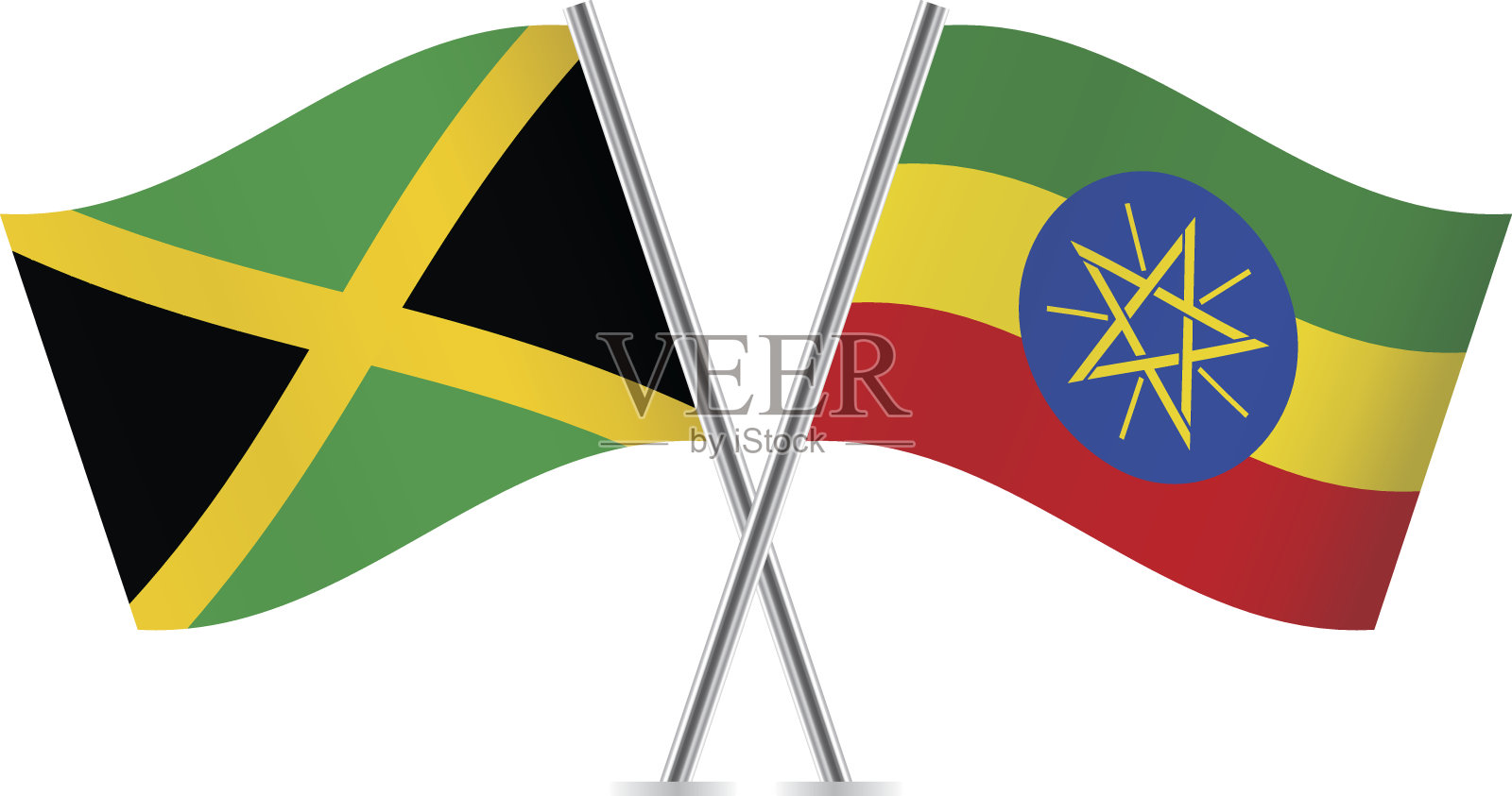 牙买加和埃塞俄比亚国旗。向量。插画图片素材