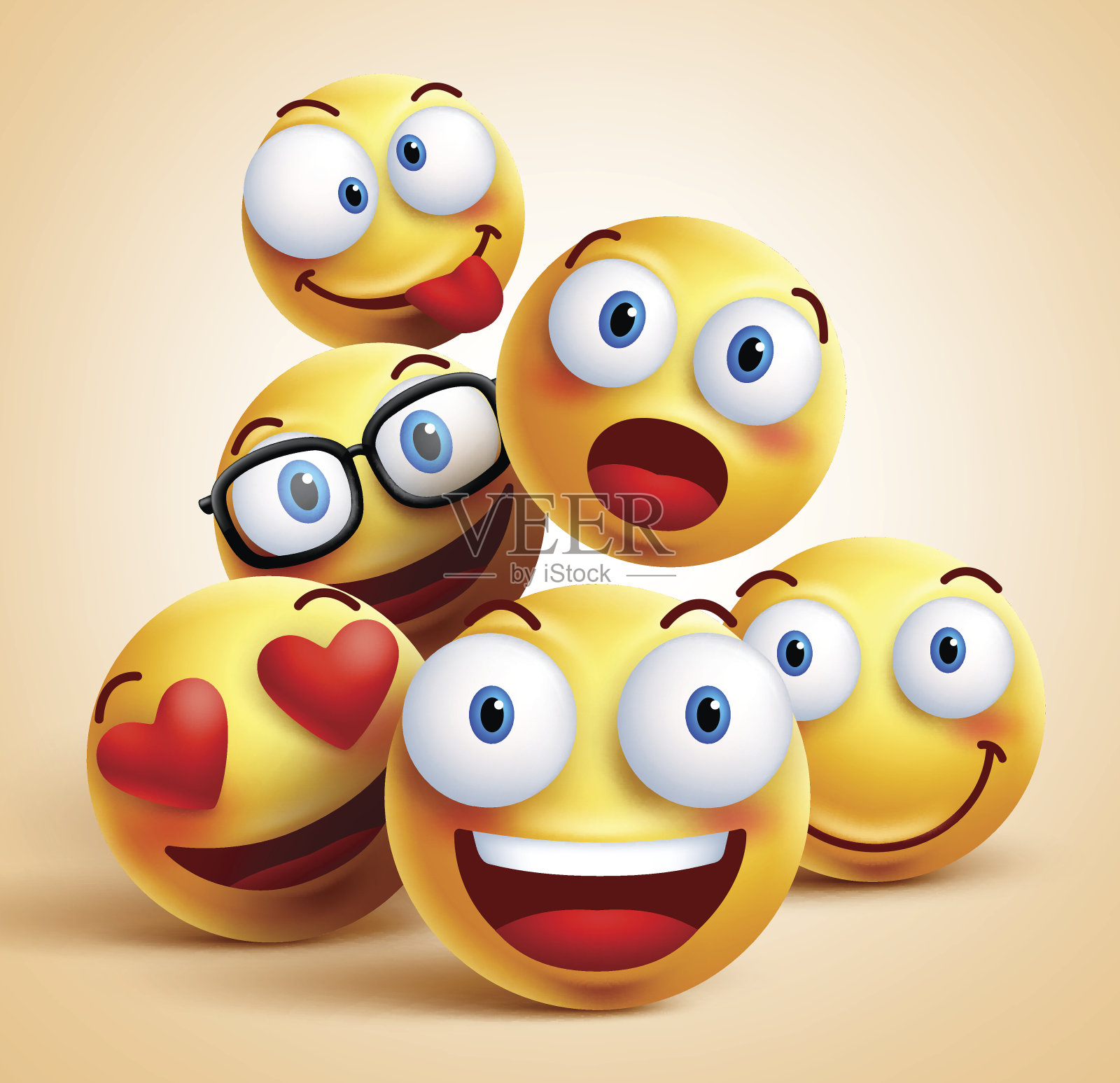 笑脸是一组带有面部表情的矢量表情符号图标素材