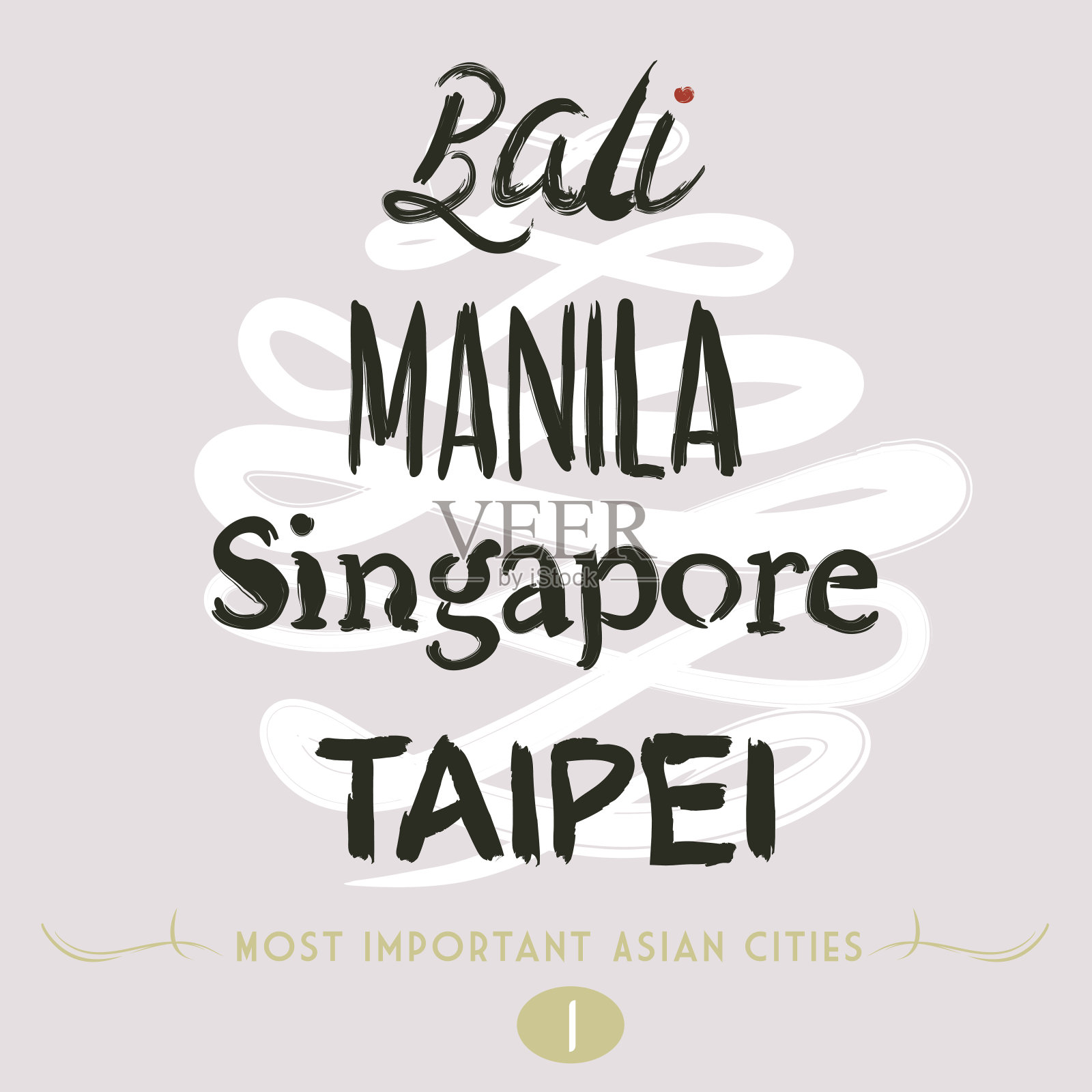 亚洲城市设置-巴厘岛，马尼拉，台北插画图片素材