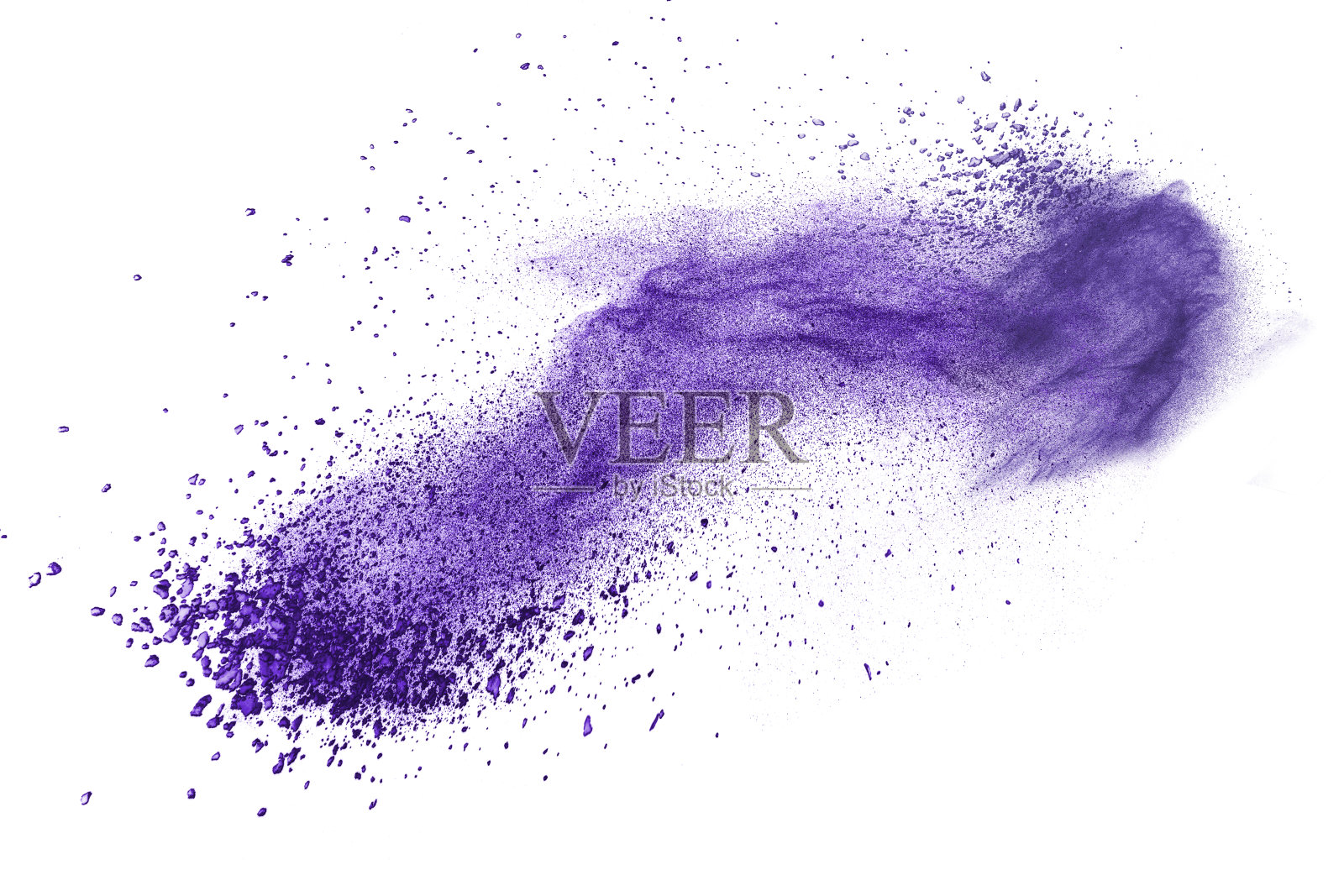 紫色粉末爆炸孤立在白色上照片摄影图片