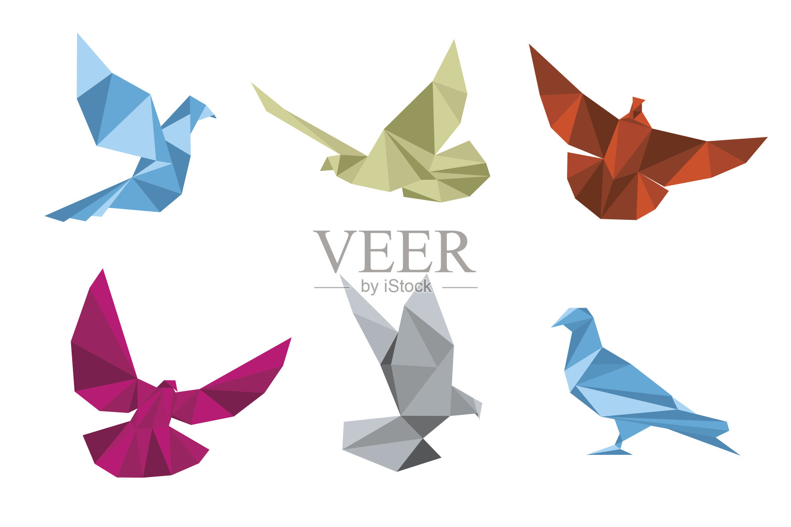 纸鸽子，折纸鸽子向量集插画图片素材