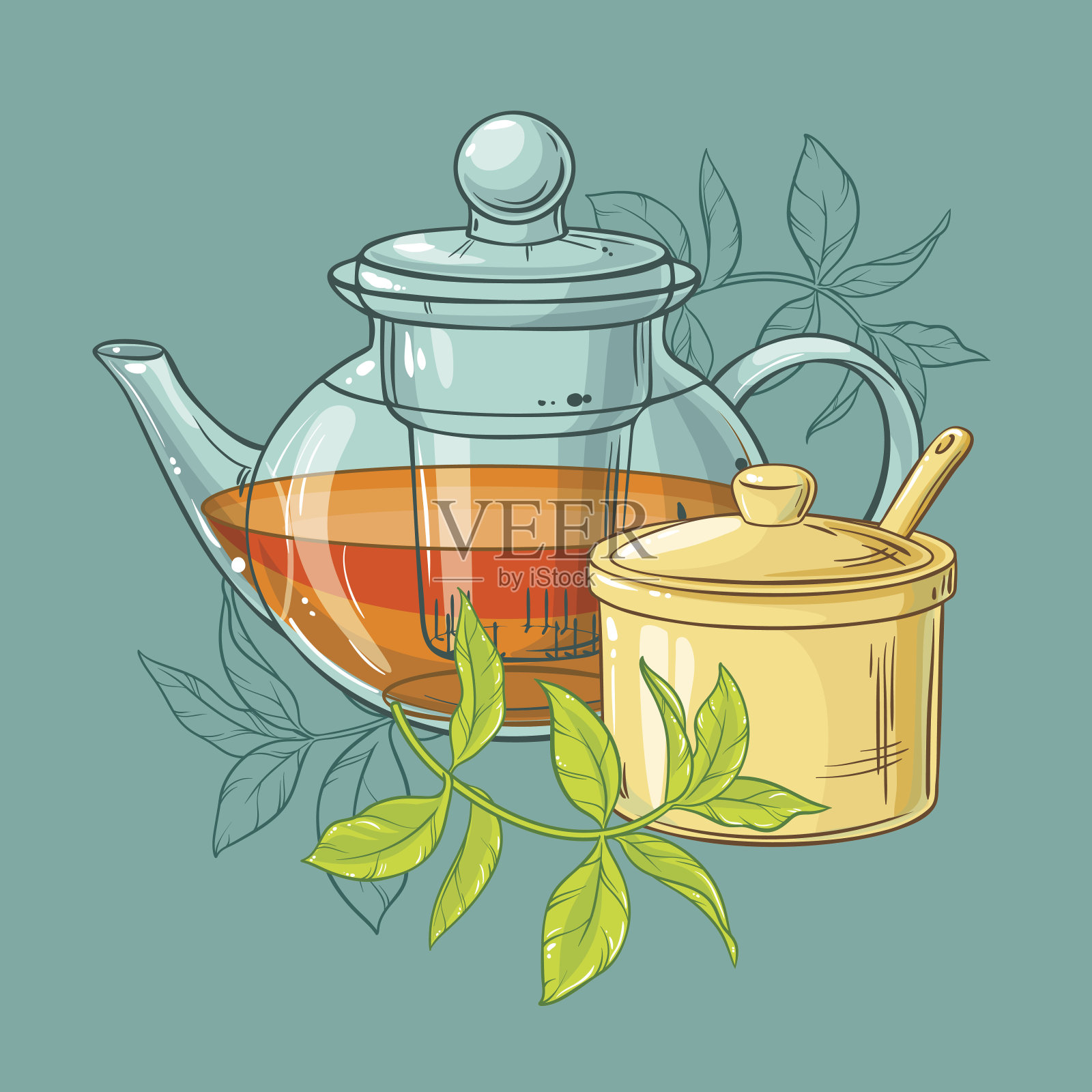 茶壶和糖碗设计元素图片