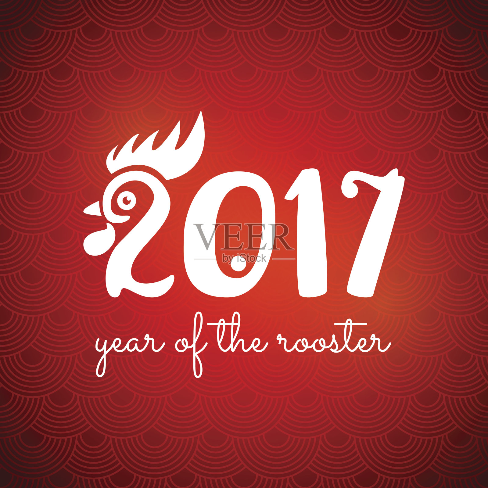 2017鸡年，可爱的明信片插画图片素材