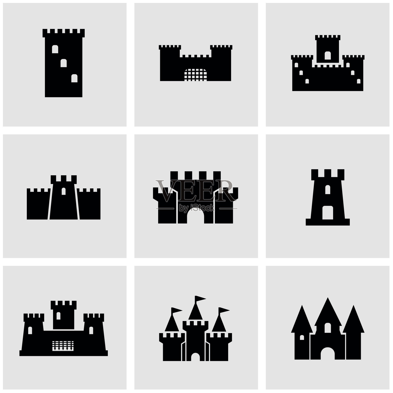 向量黑色城堡图标设置图标素材