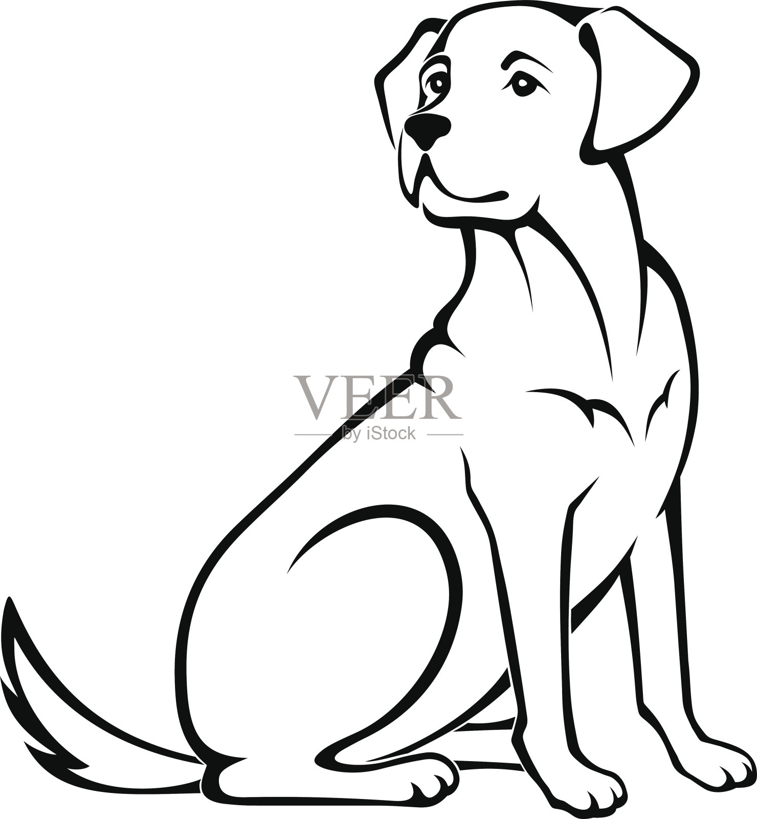 一个坐着的狗的矢量插图。设计元素图片