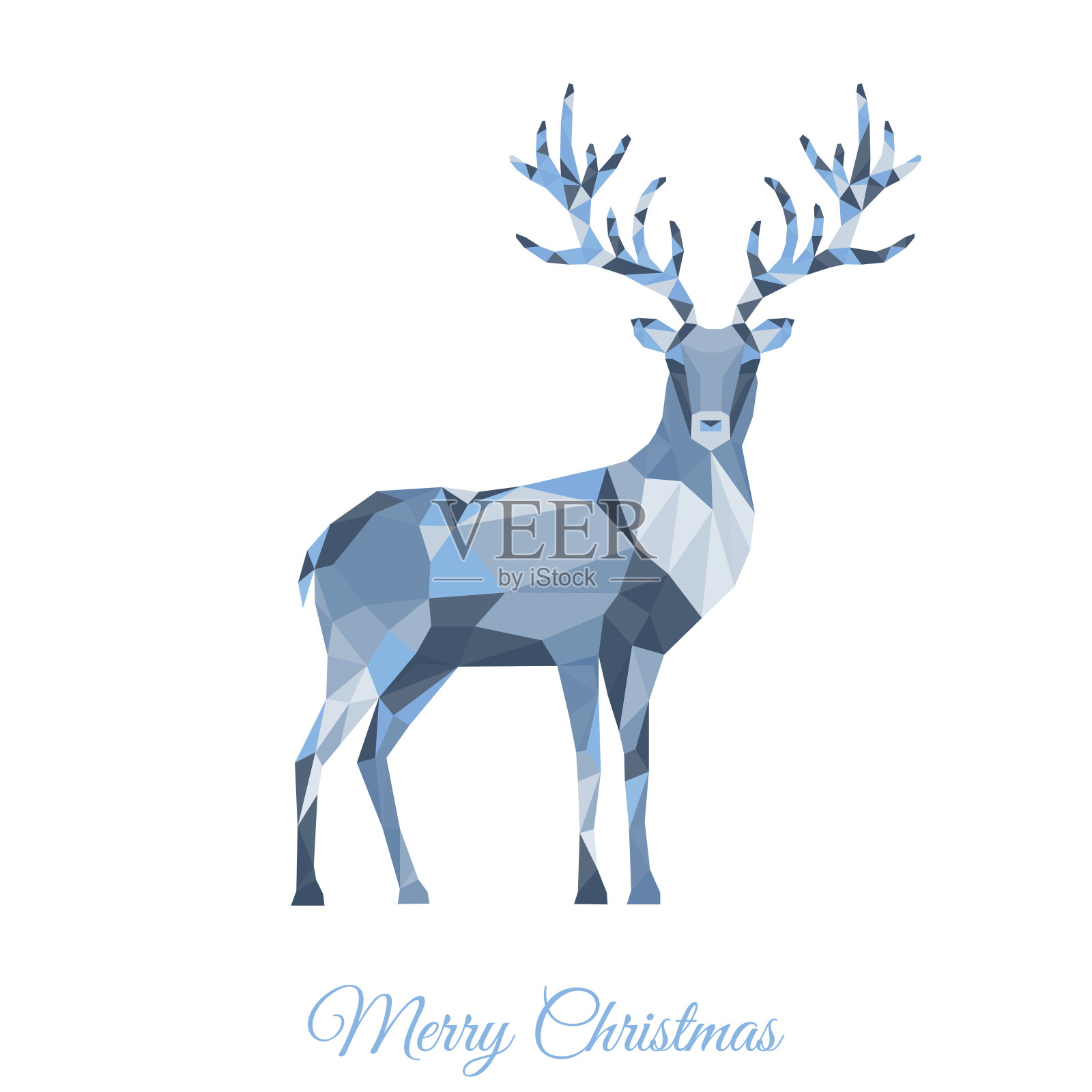 圣诞贺卡与驯鹿孤立在白色的背景。插画图片素材