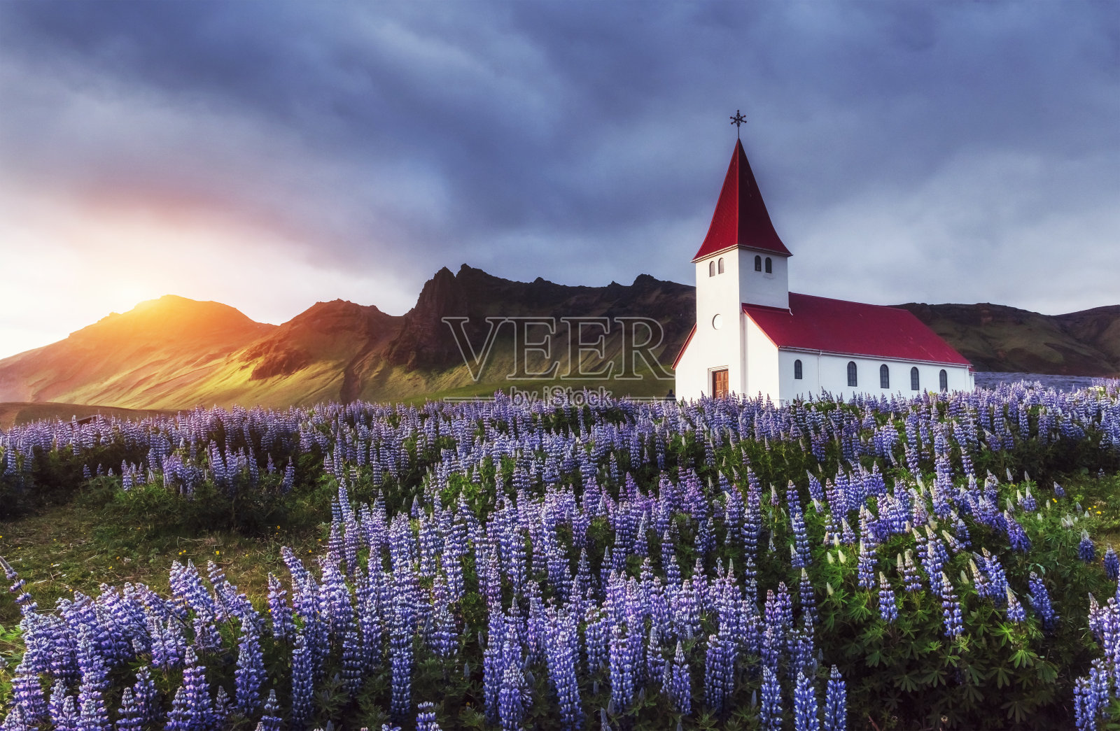 在维克的路德教会。冰岛。照片摄影图片