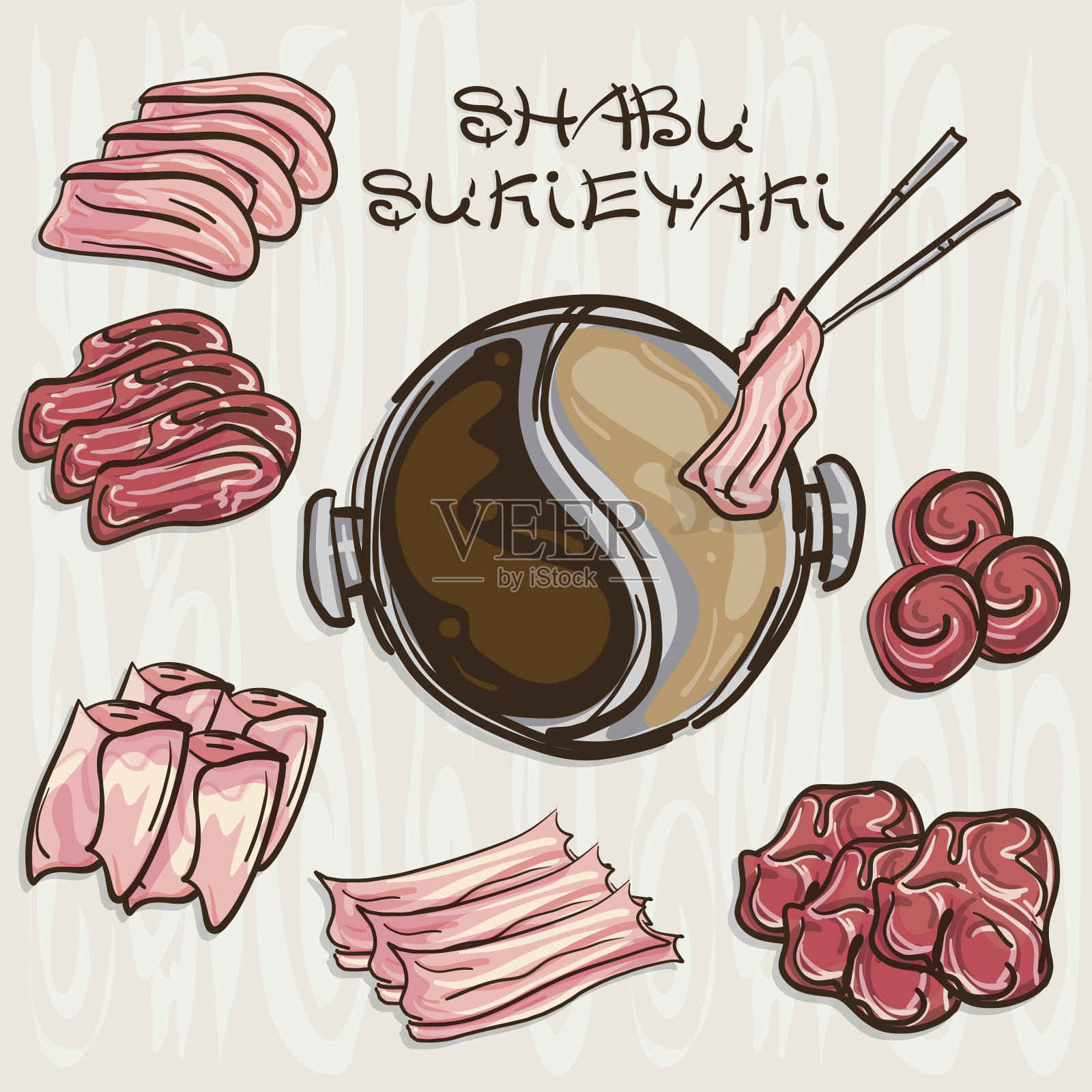 红烧肉食插画图片素材