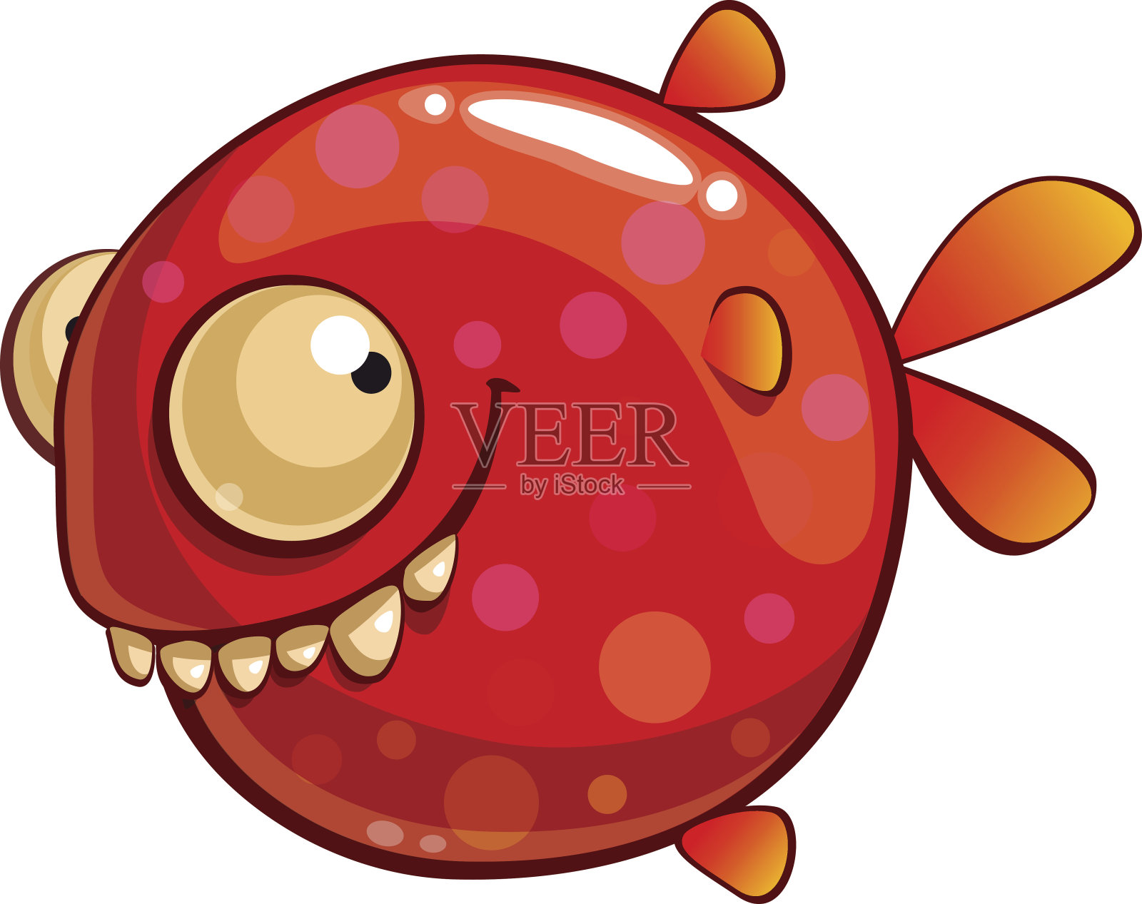 红色的有趣的鱼。孤立矢量卡通人物插画图片素材