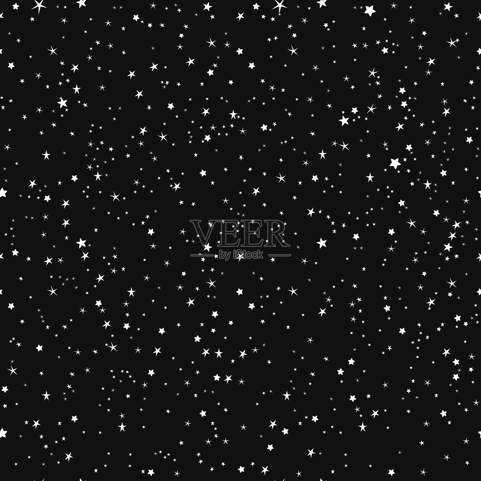 太空星星黑白无缝矢量图案。背景图片素材