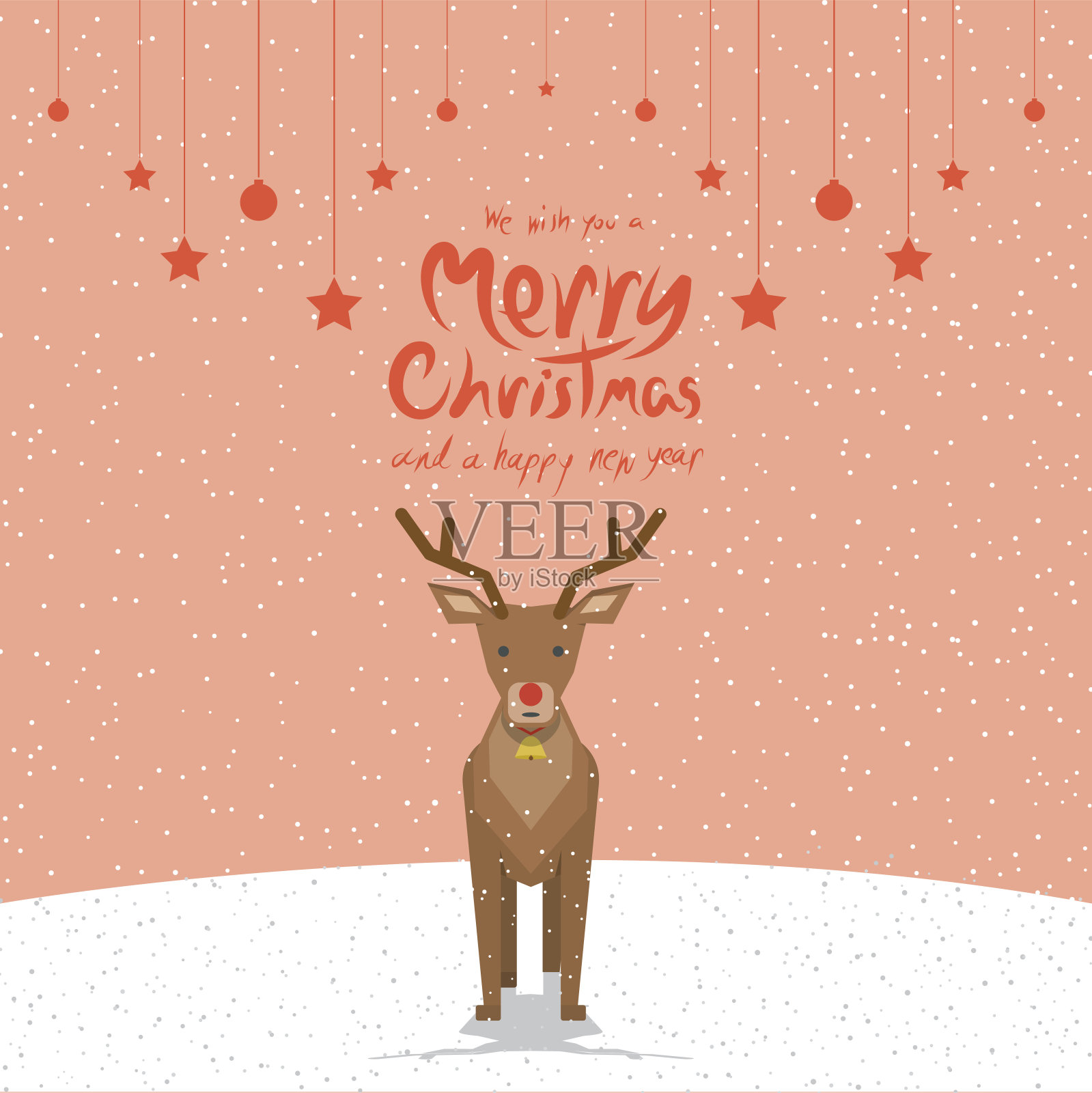 驯鹿(圣诞贺卡)插画图片素材