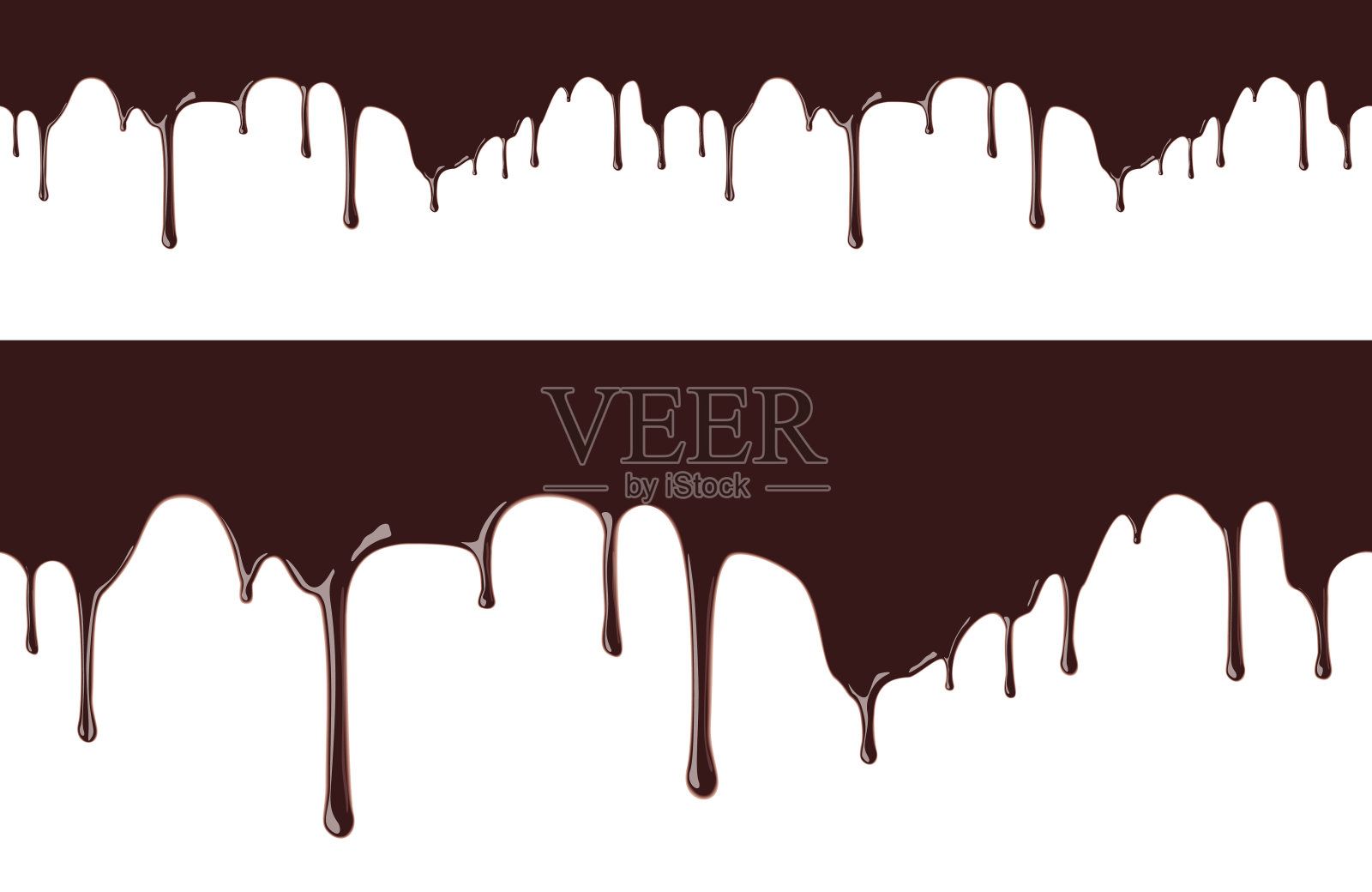 融化的巧克力糖浆泄漏在白色背景矢量无缝插图插画图片素材