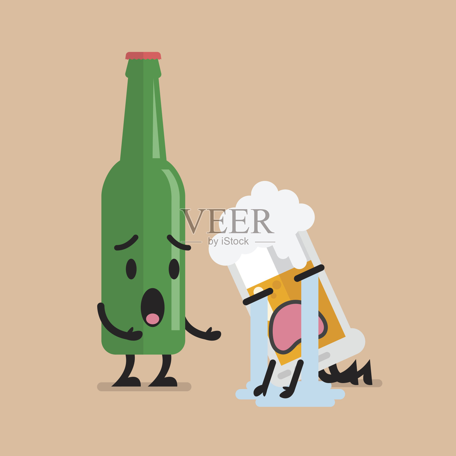 啤酒瓶舒缓悲伤的啤酒特性设计元素图片