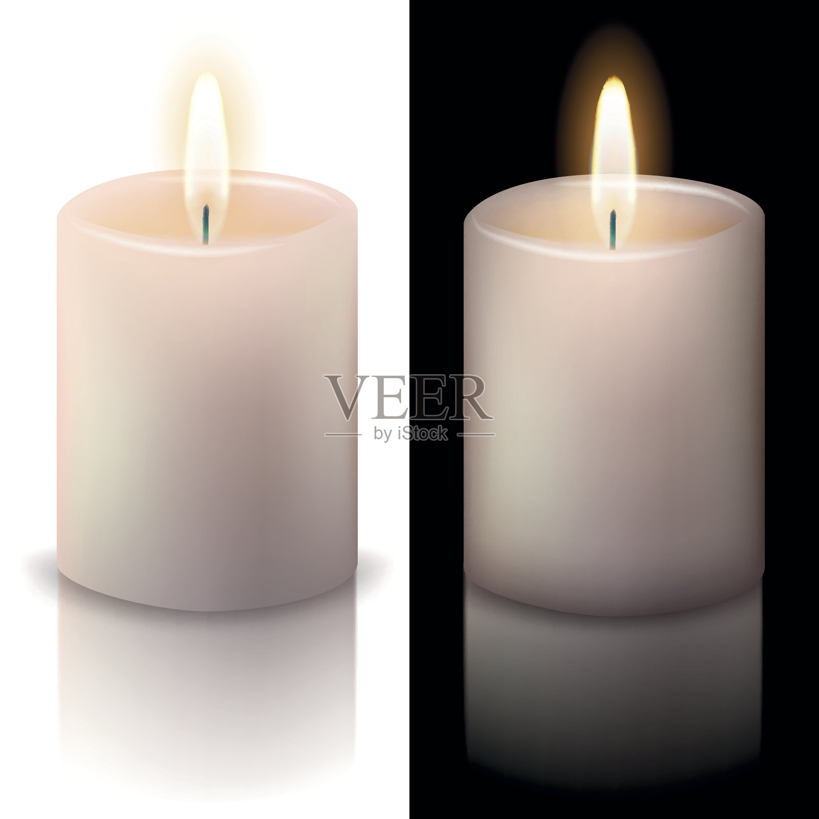 蜡烛在白色和黑色的背景插画图片素材