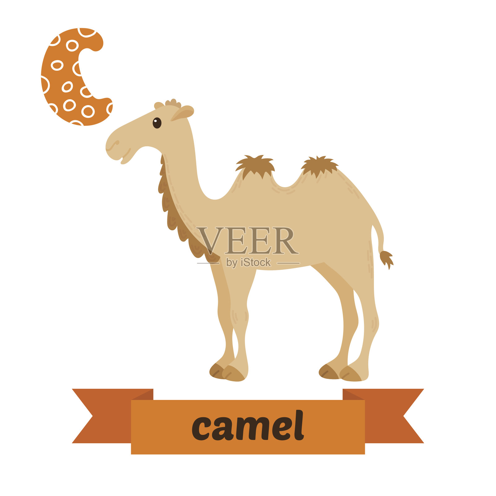 骆驼。C的信。可爱的儿童动物字母向量。有趣的插画图片素材